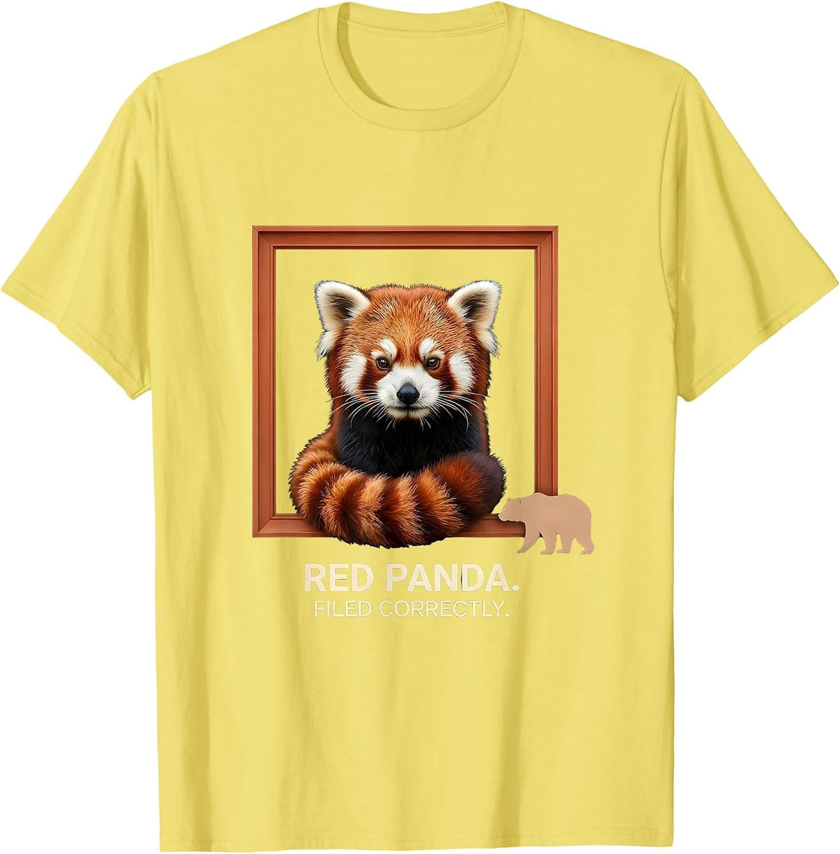 Men's Red Panda Filed Correctly Funny Panda Lover Animal Humor T-Shirt - Lemon Yellow