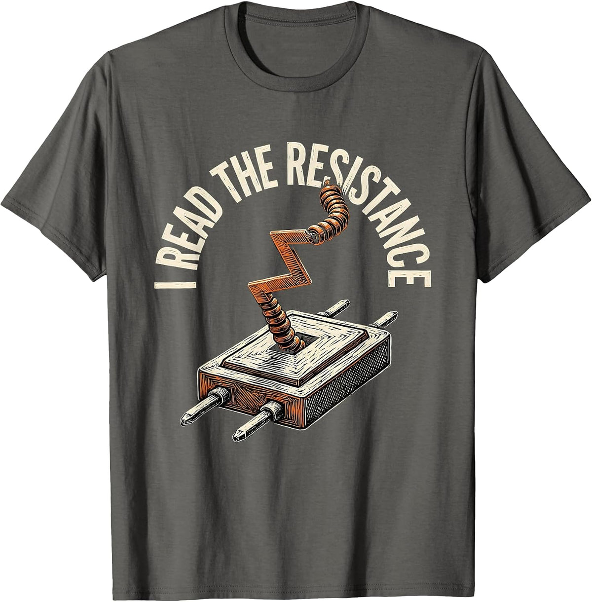 Men's I Read The Resistance Funny Electrician Skeleton Sarcastic T-Shirt - Asphalt Grey
