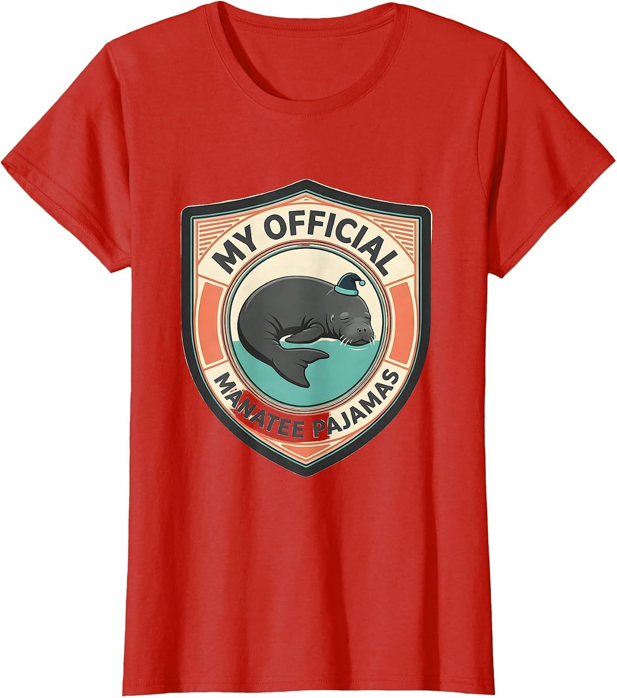 My Official Manatee Pajamas Cute Animal Sleepshirt Humor T-Shirt - Red