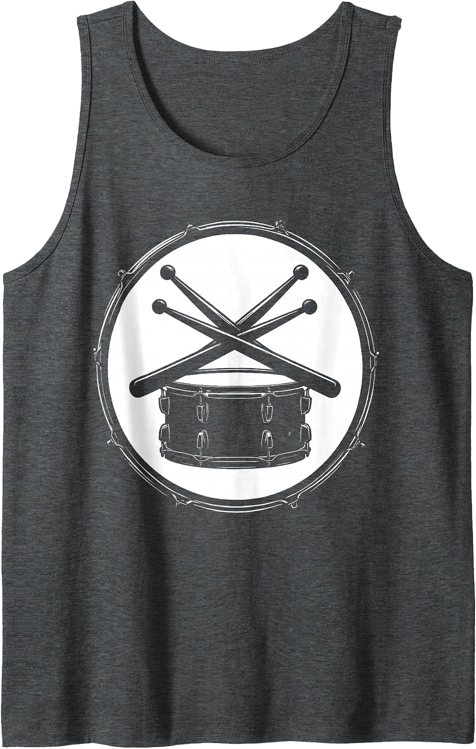 Crossed Drumsticks Snare Drum Rock Percussion Art Tank Top - Dark Heather Grey