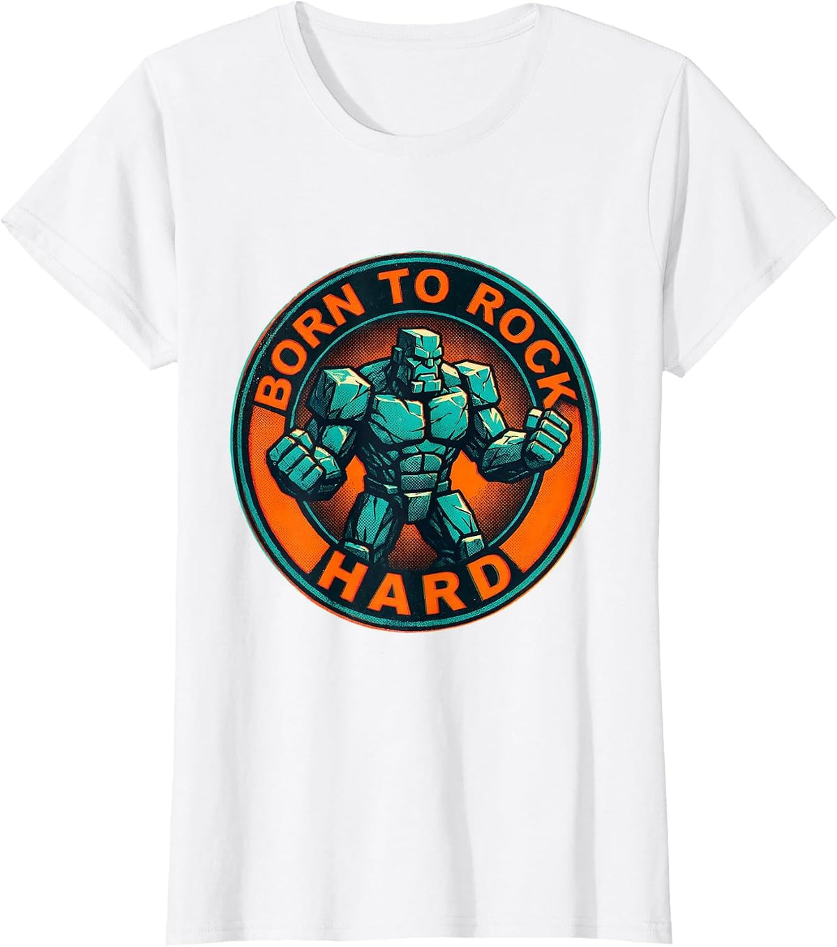Born to Rock Hard Mens Rock Music Design T-Shirt - White