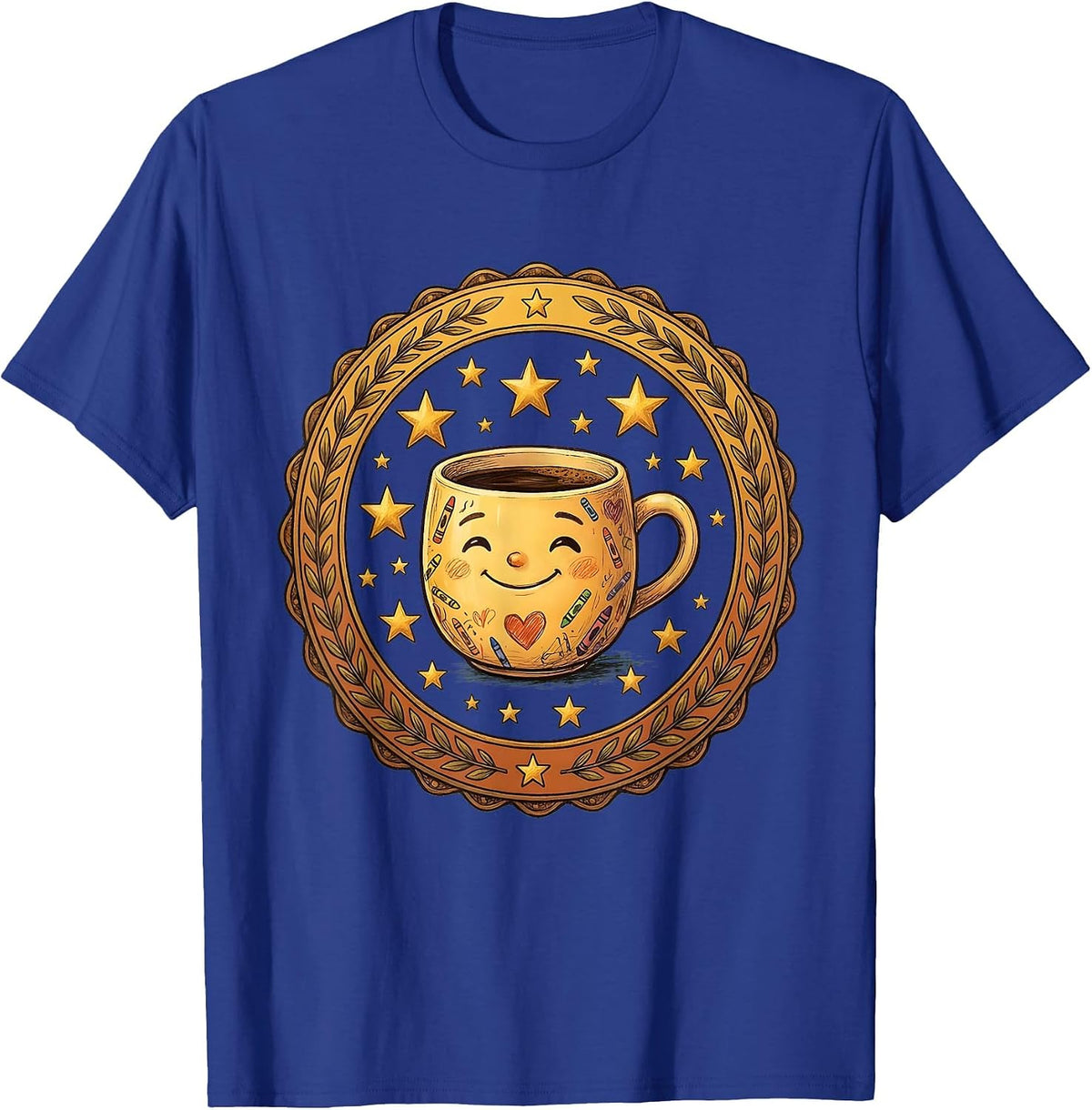 Kindergarten Teacher Coffee Mug Gold Stars Design T-Shirt - Royal Blue