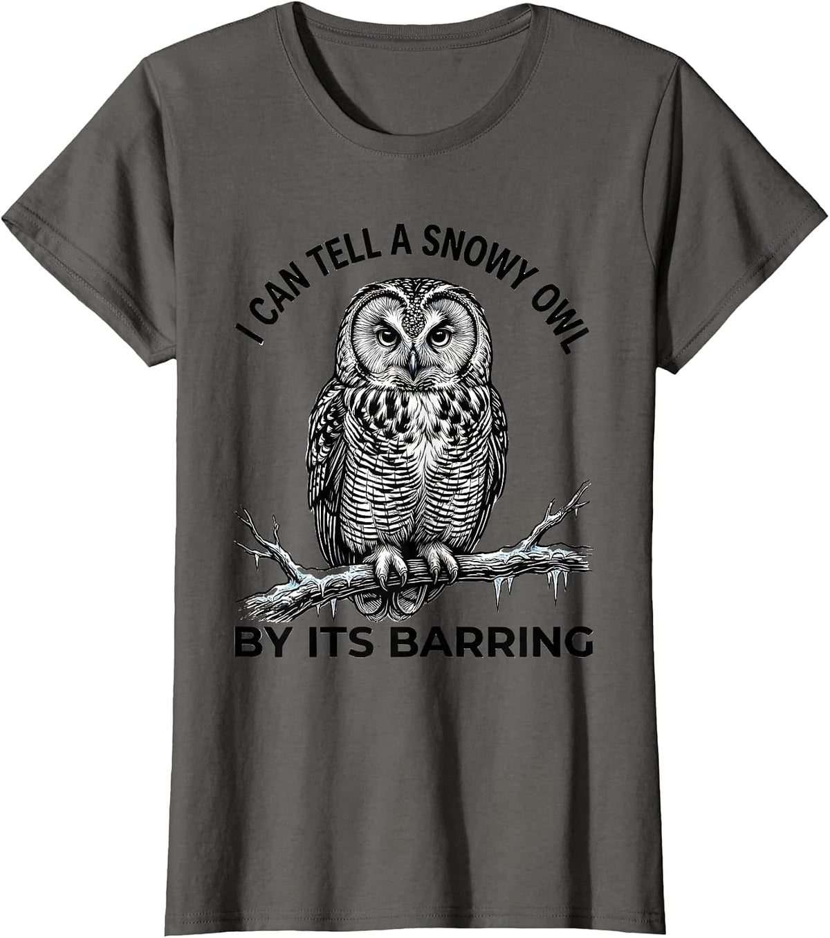 Women's I Can Tell A Snowy Owl By Its Barring Funny Bird Lover Humor T-Shirt - Asphalt Grey