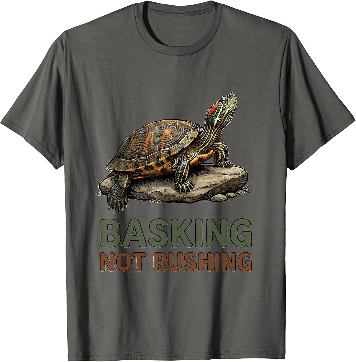 Men's Basking, Not Rushing Vintage Turtle Lover Gift for Reptile T-Shirt - Asphalt Grey
