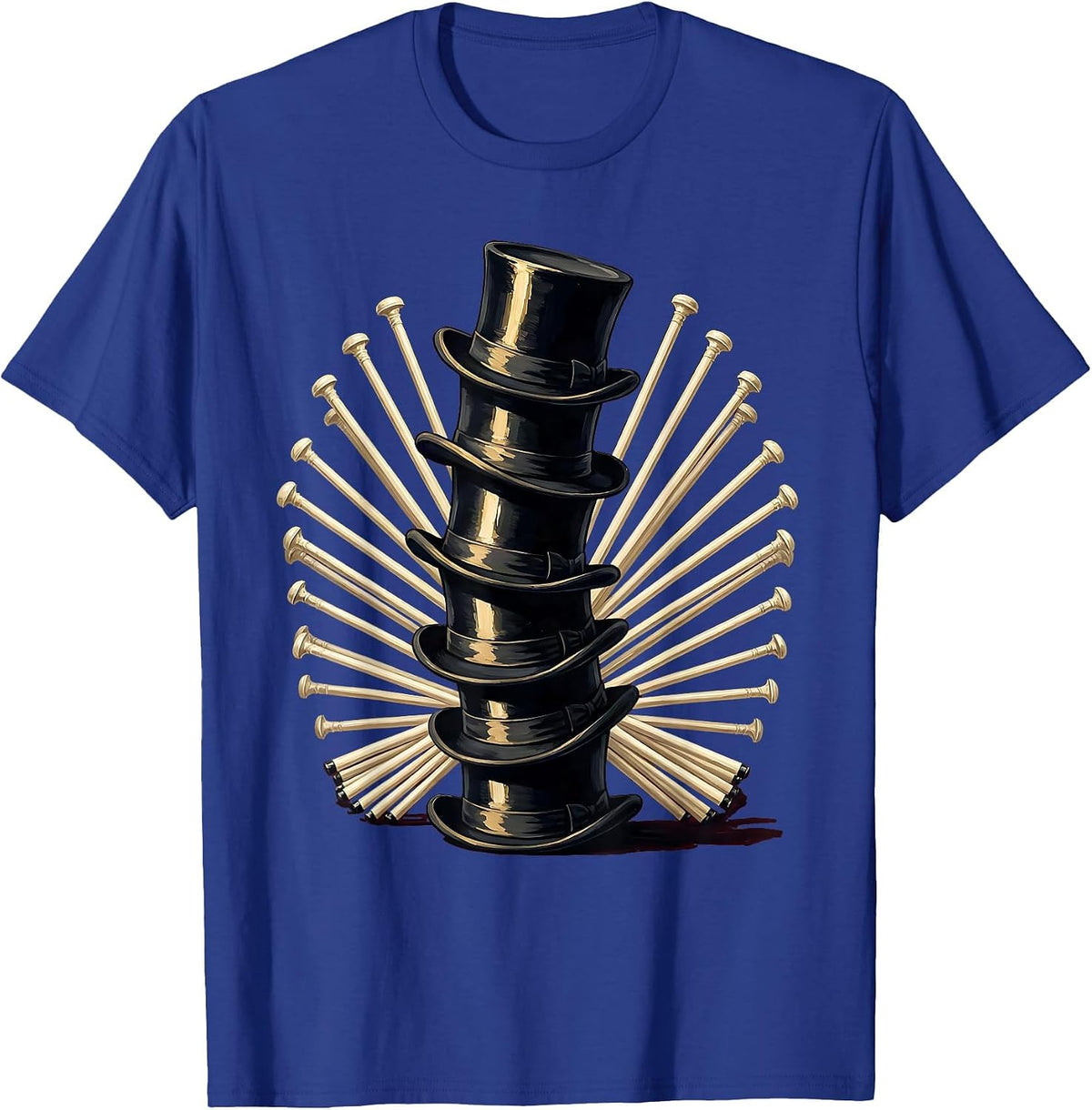 Men's Showgirl Era Chorus Top Hats and Canes Graphic T-Shirt - Royal Blue