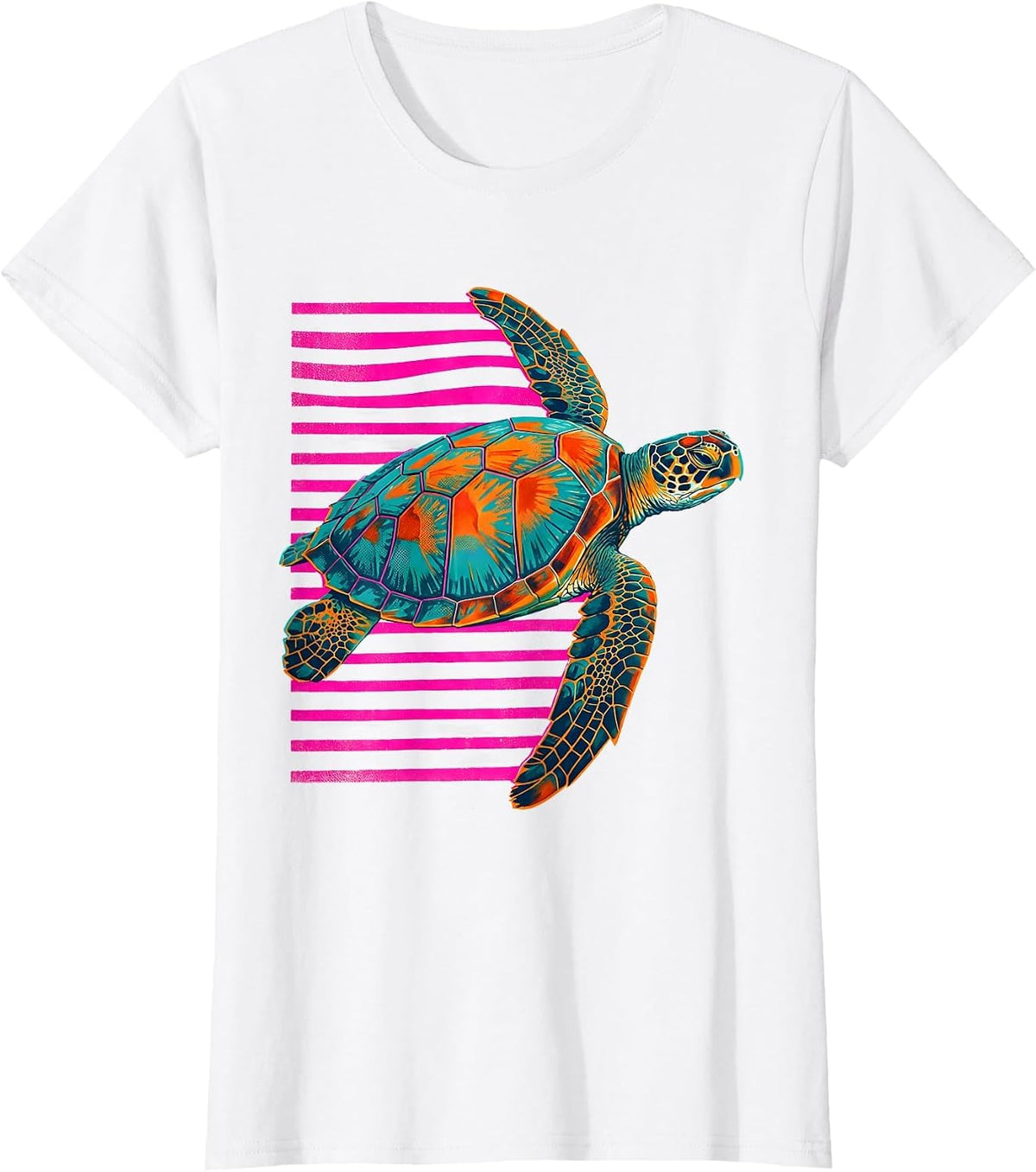Sea Turtle Risograph Ocean Animal Lover Artwork T-Shirt - White