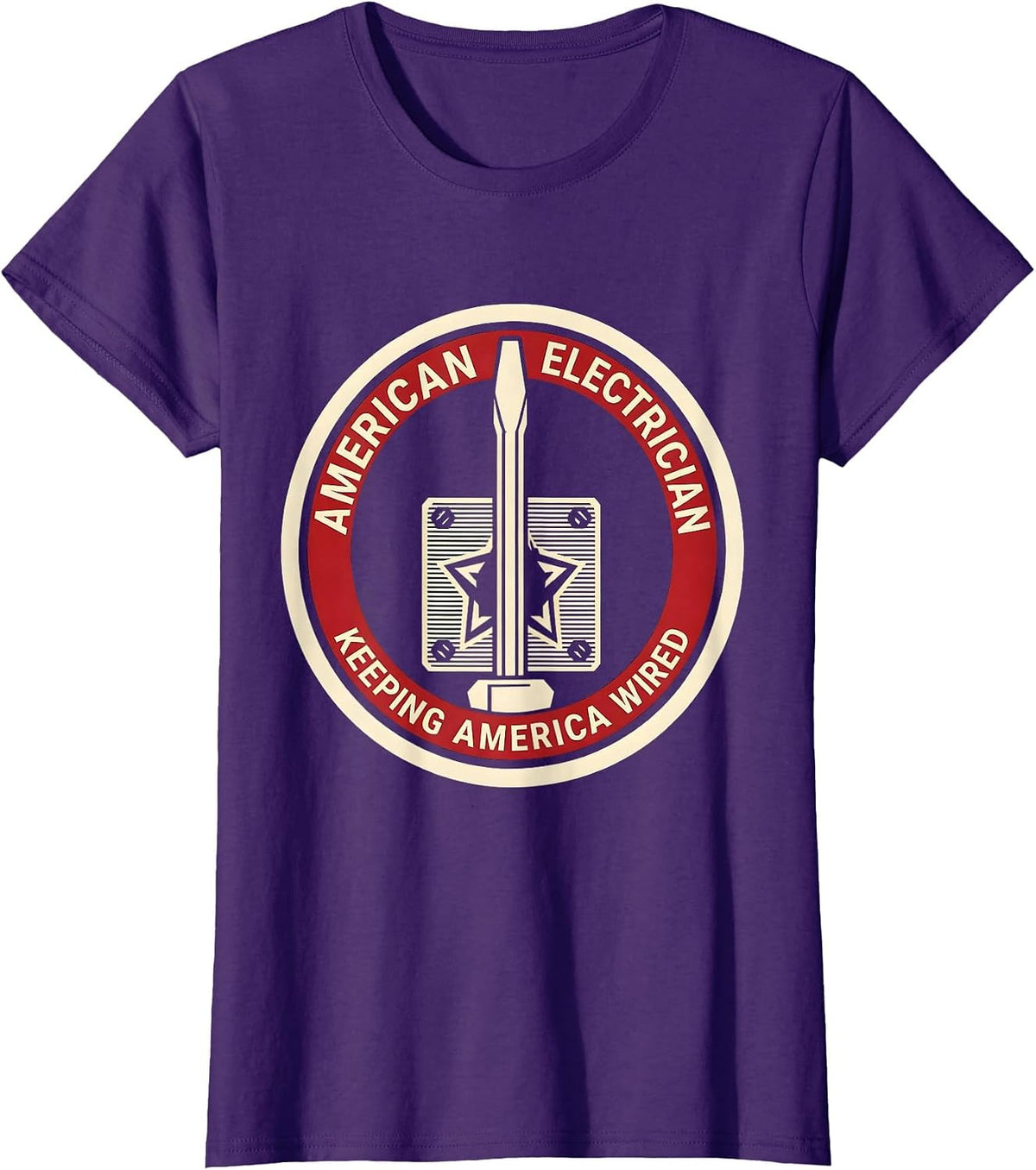 Women's American Electrician, Keeping America Wired Electrician T-Shirt - Purple