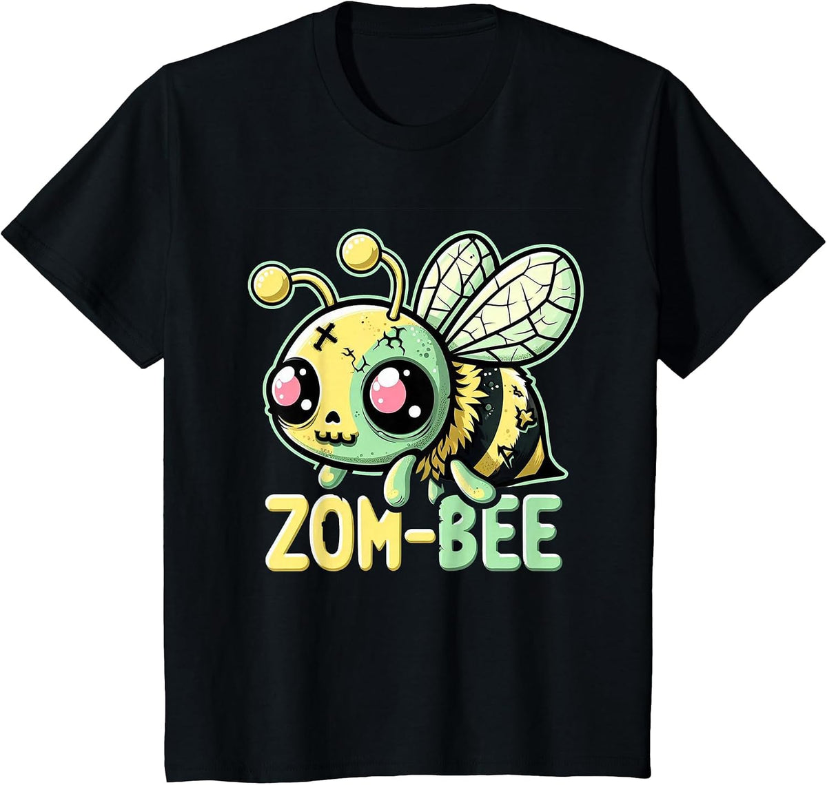 Zom-Bee Adorably Creepy Zombie Bee Cartoon Halloween T-Shirt - Black