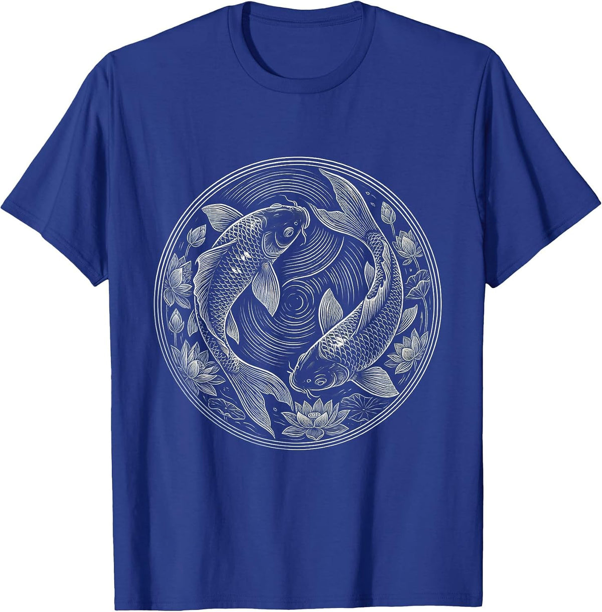 Men's Koi Fish Calm Water Mental Health Matters T-Shirt - Royal Blue