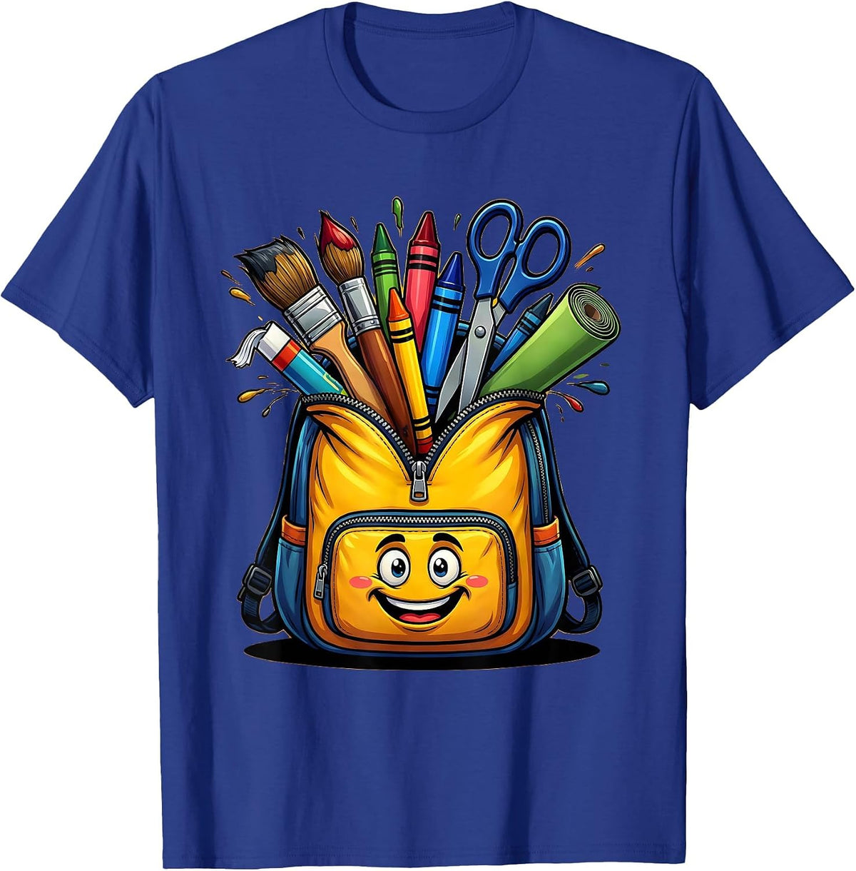 Preschool Teacher Art Supply Backpack Graphic T-Shirt - Royal Blue