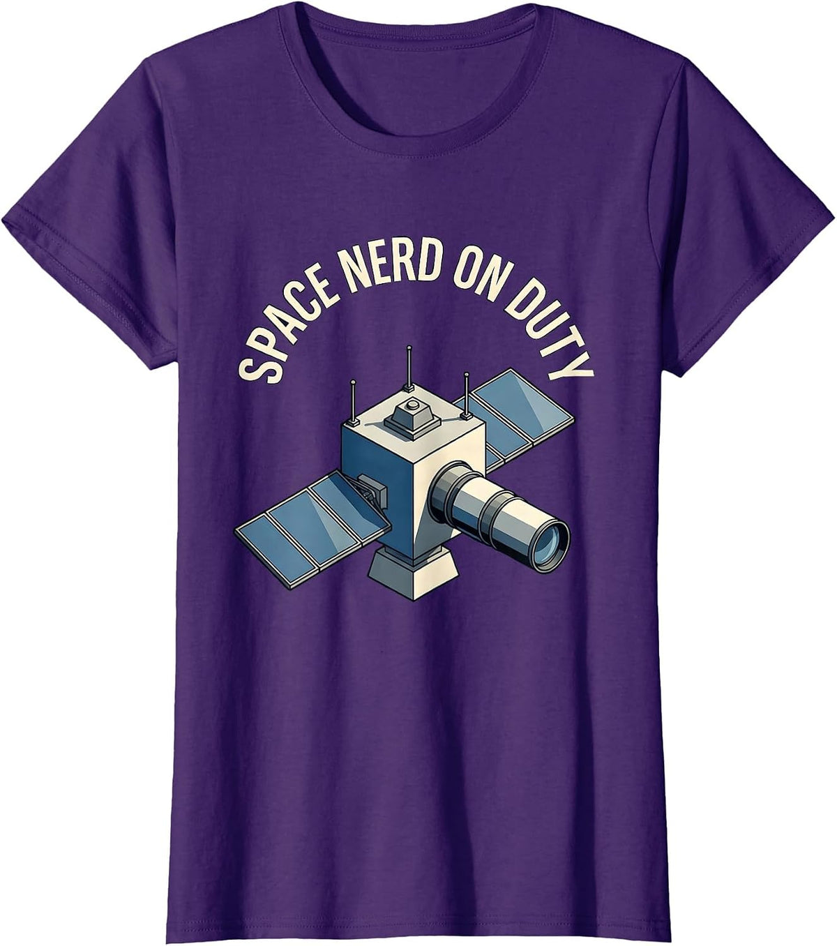 Women's Space Nerd On Duty Astronomy Lover Design T-Shirt - Purple