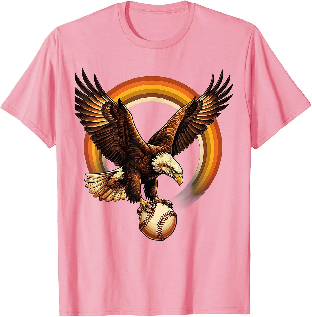 Men's Eagle Catching Baseball Sharp Talons Graphic T-Shirt - Pink