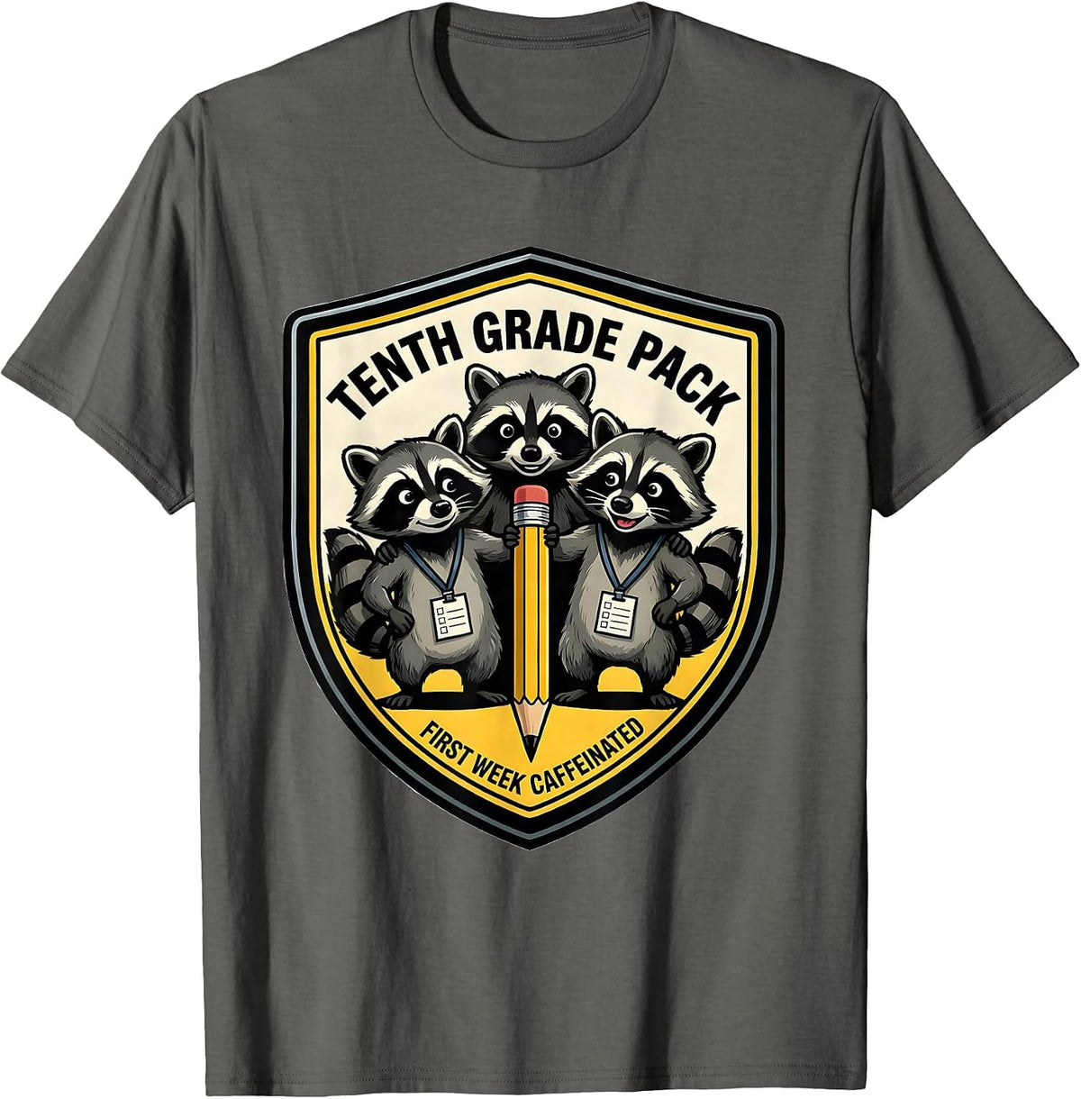 Men's Tenth Grade Pack — First Week Caffeinated Teacher T-Shirt - Asphalt Grey