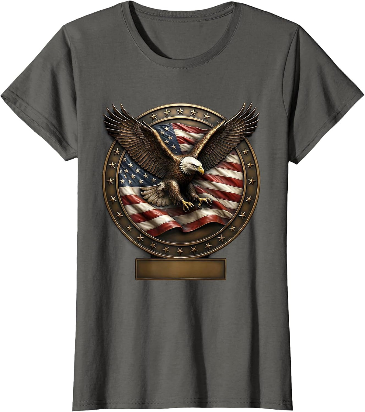 Women's Bald Eagle American Flag 250th Anniversary Patriotic T-Shirt - Asphalt Grey