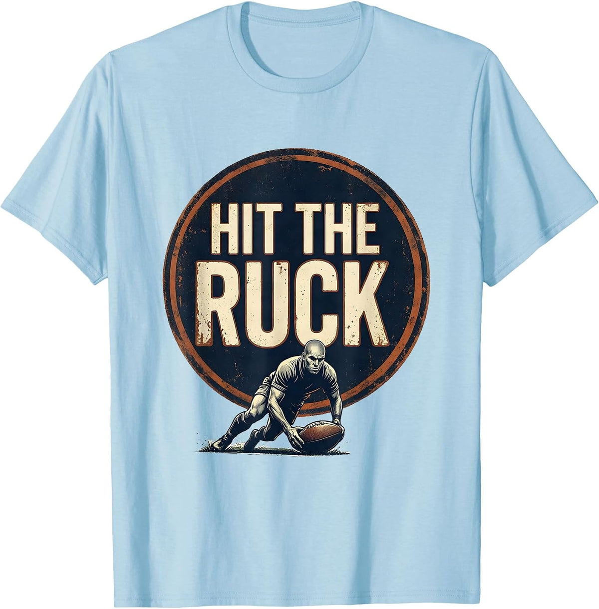 Men's Hit The Ruck Vintage Rugby Player Coach Fan Humor T-Shirt - Baby Blue