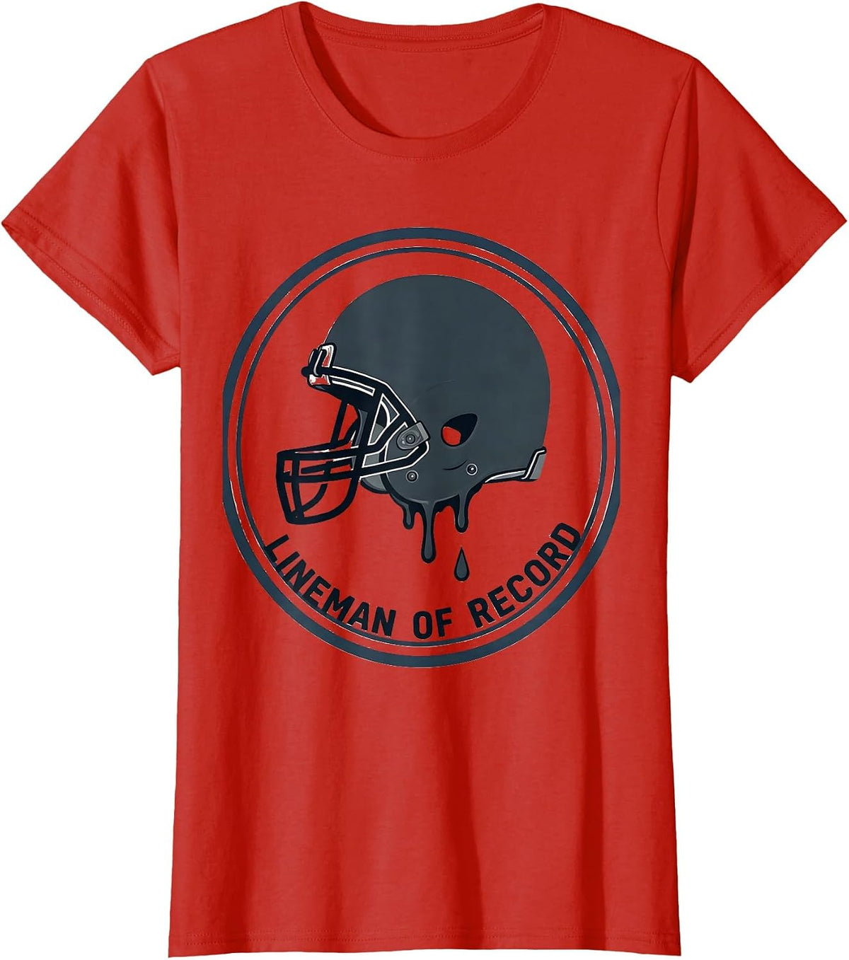 Lineman Of Record Minimalist Football Player Youth Sports T-Shirt - Red