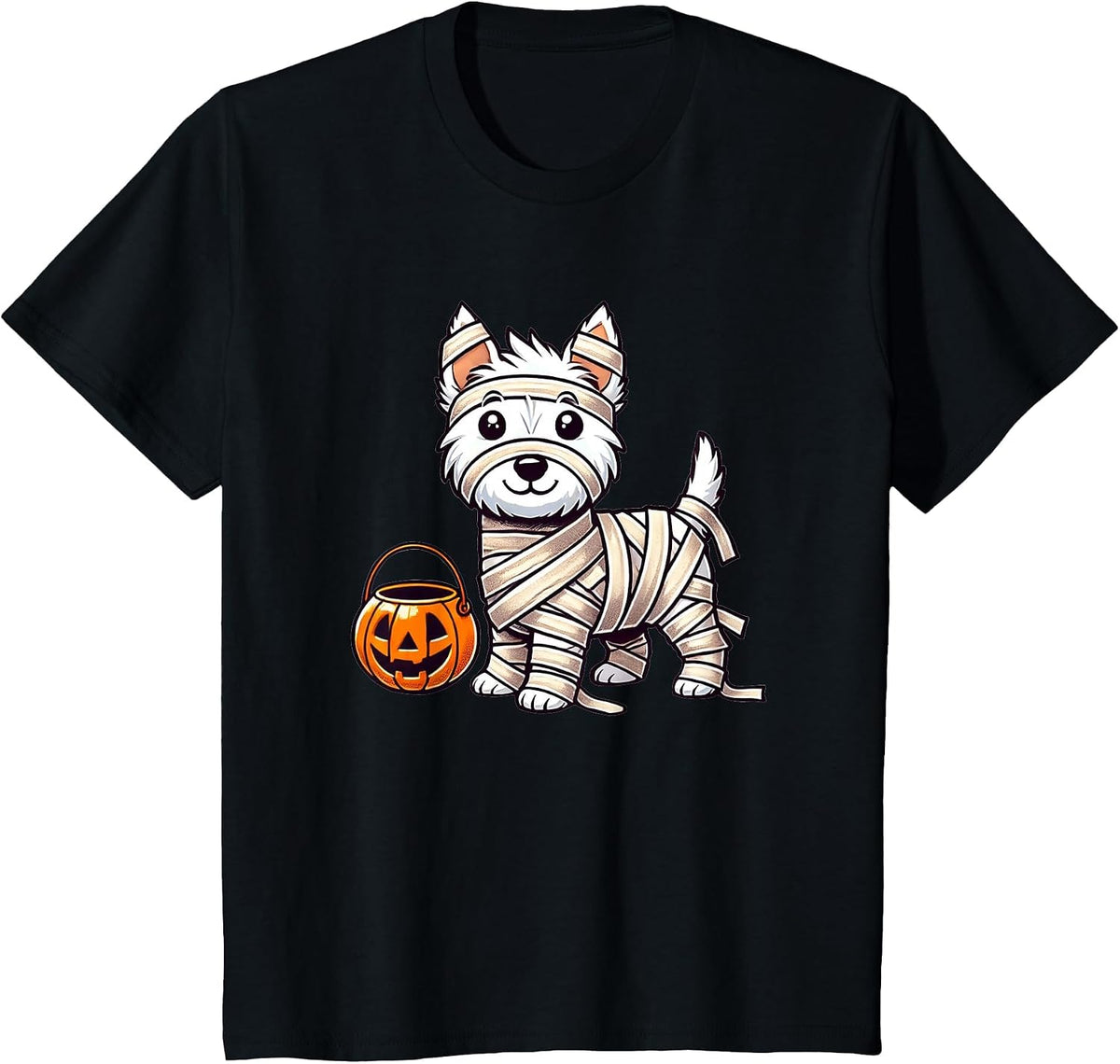 Westie Halloween Mummy West Highland White Terrier Kids T-Shirt - Black