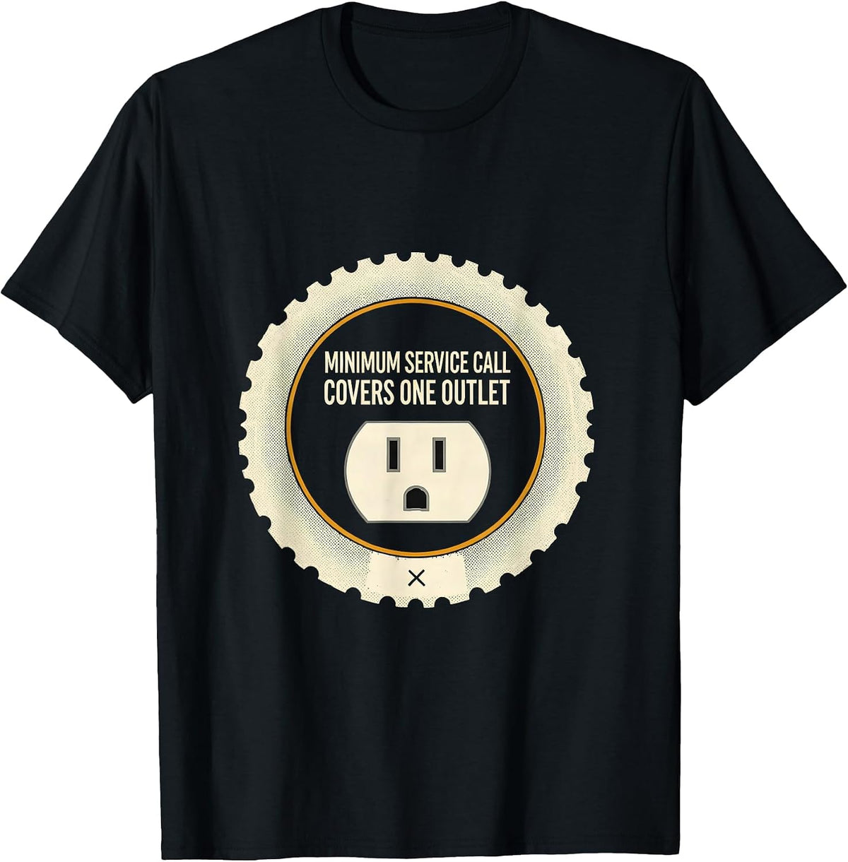 Men's Minimum Service Call Covers One Outlet Funny Electrician T-Shirt - Black