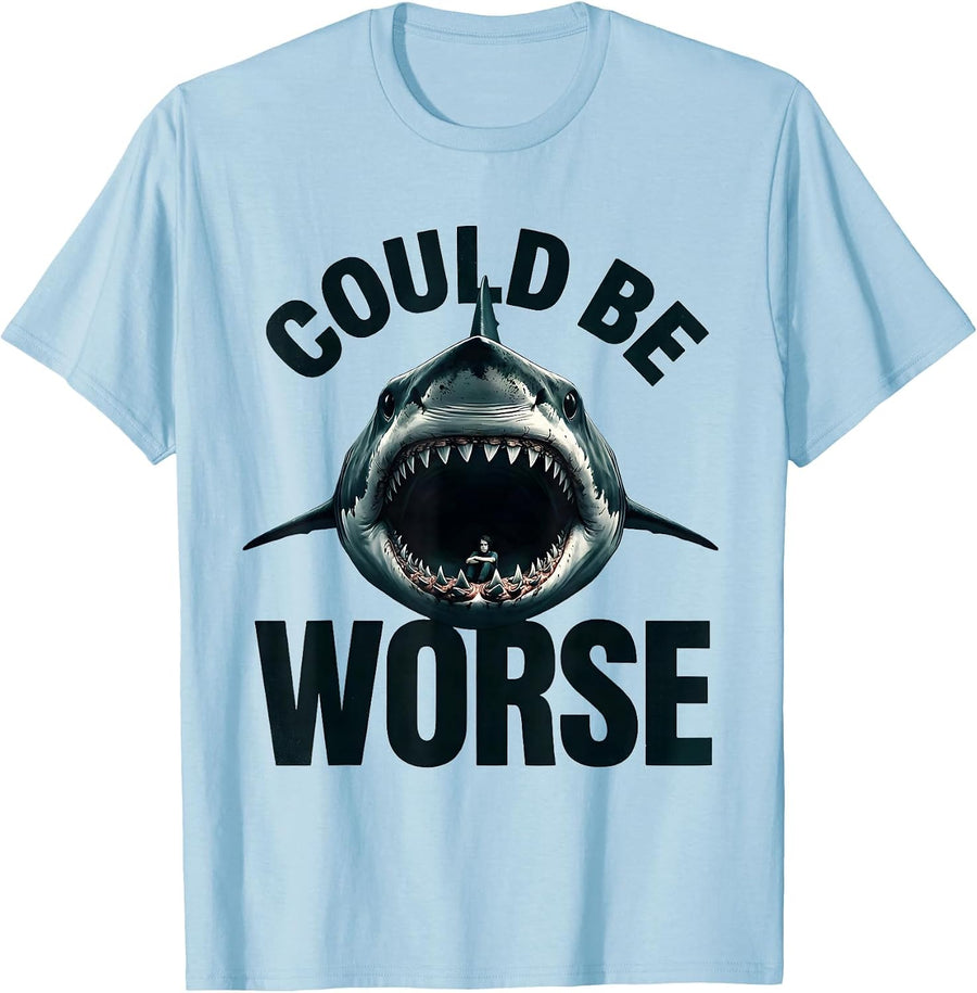 Men's Could Be Worse Funny Shark Jaw Halloween Costume T-Shirt - Baby Blue