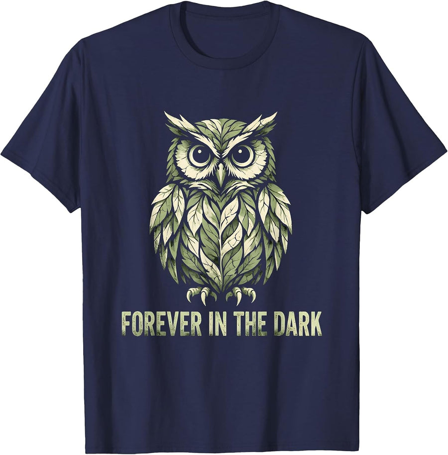 Forever in the Dark Gothic Design T-Shirt - Navy Blue