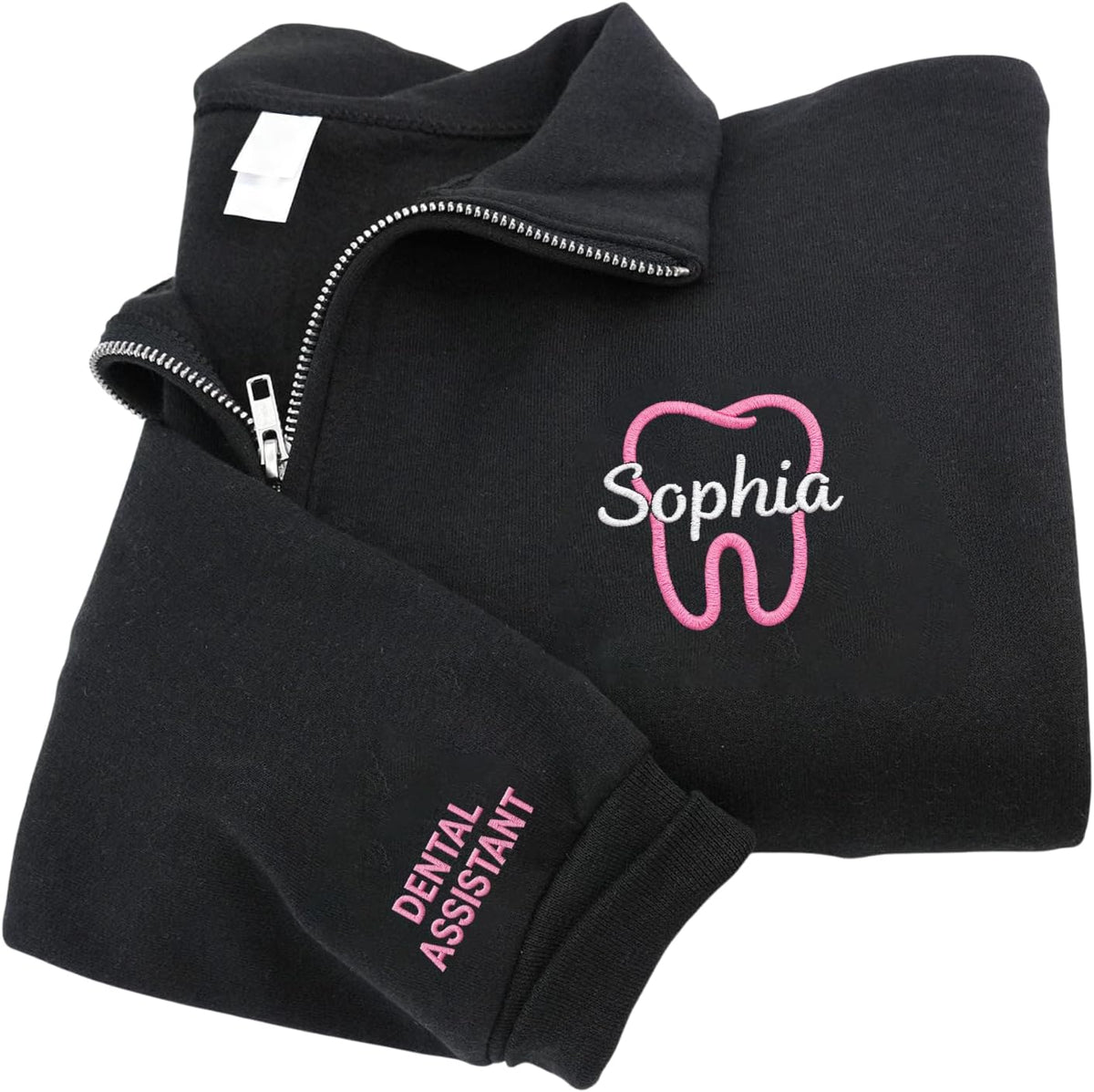 NAZENTI Embroidered Dental Hygienist Quarter Zip Sweatshirt, Personalized Dental Assistant Sweatshirt, Graduation Gifts -