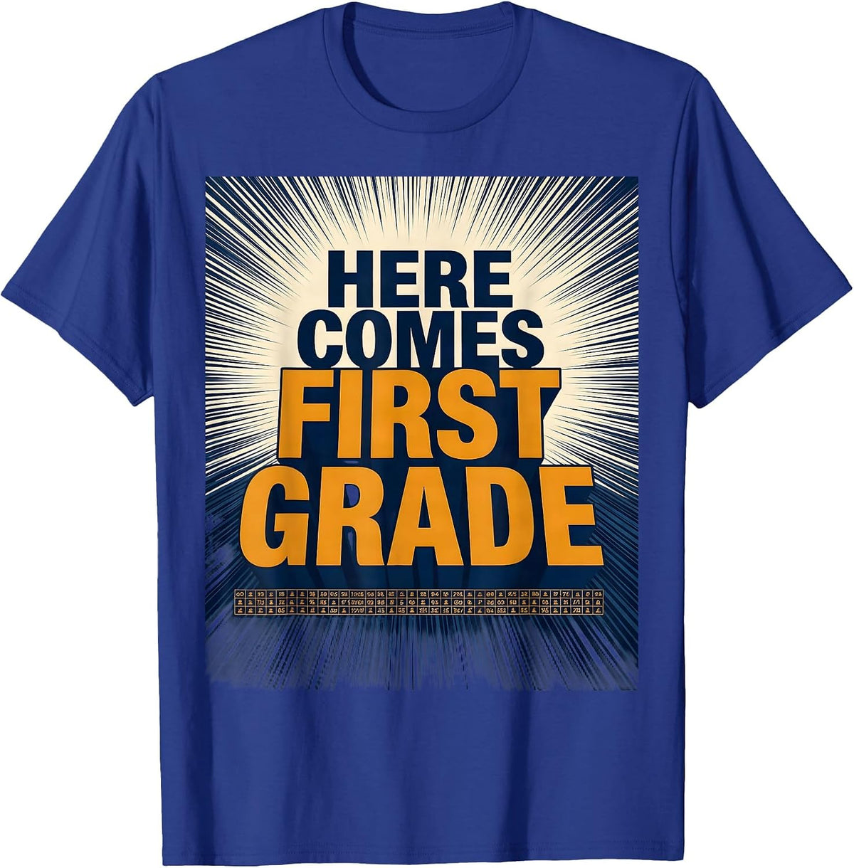 Here Comes First Grade Retro Groovy Vintage First Day Of T-Shirt - Royal Blue