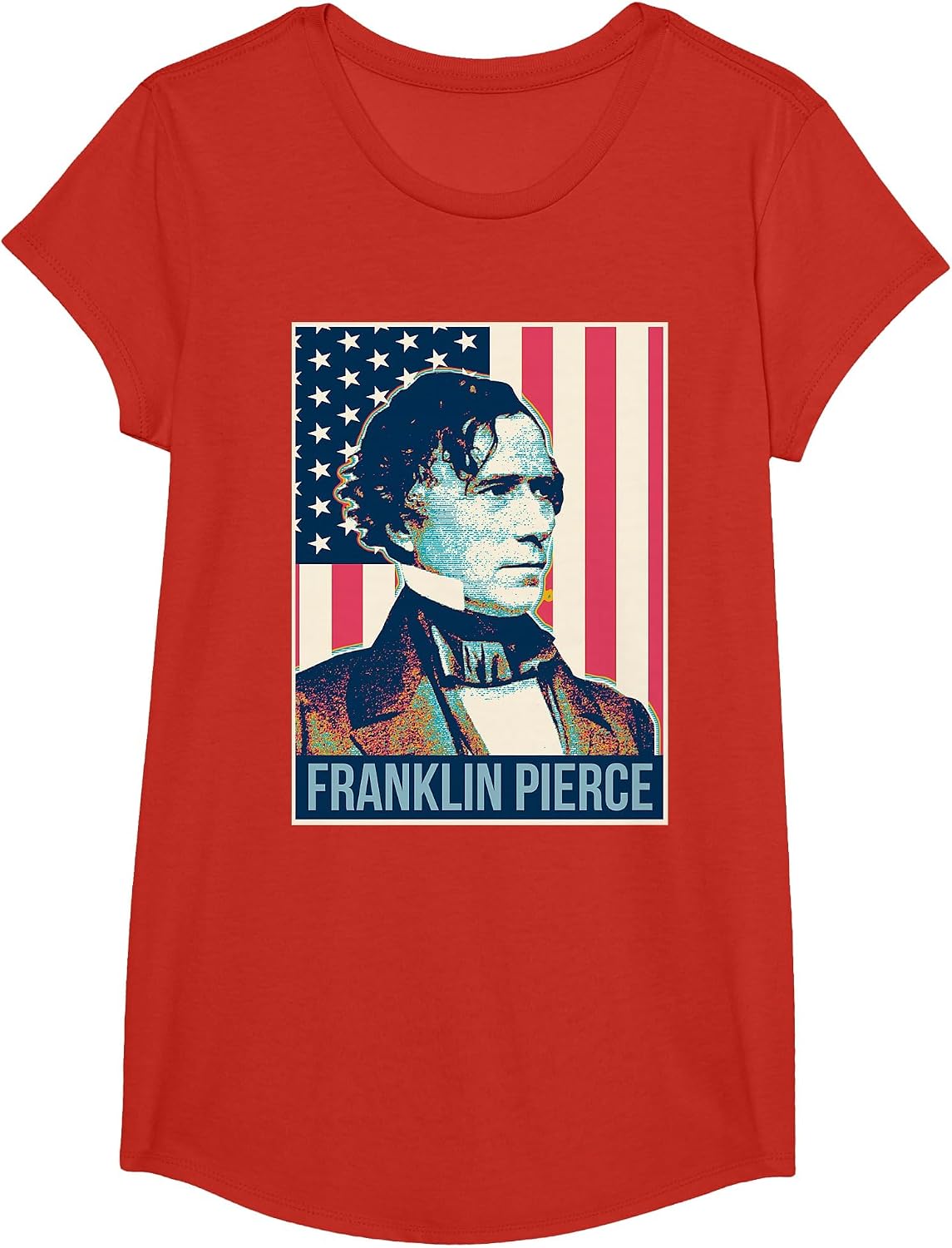 Franklin Pierce President US Flag Shirt T-Shirt - Girls Red