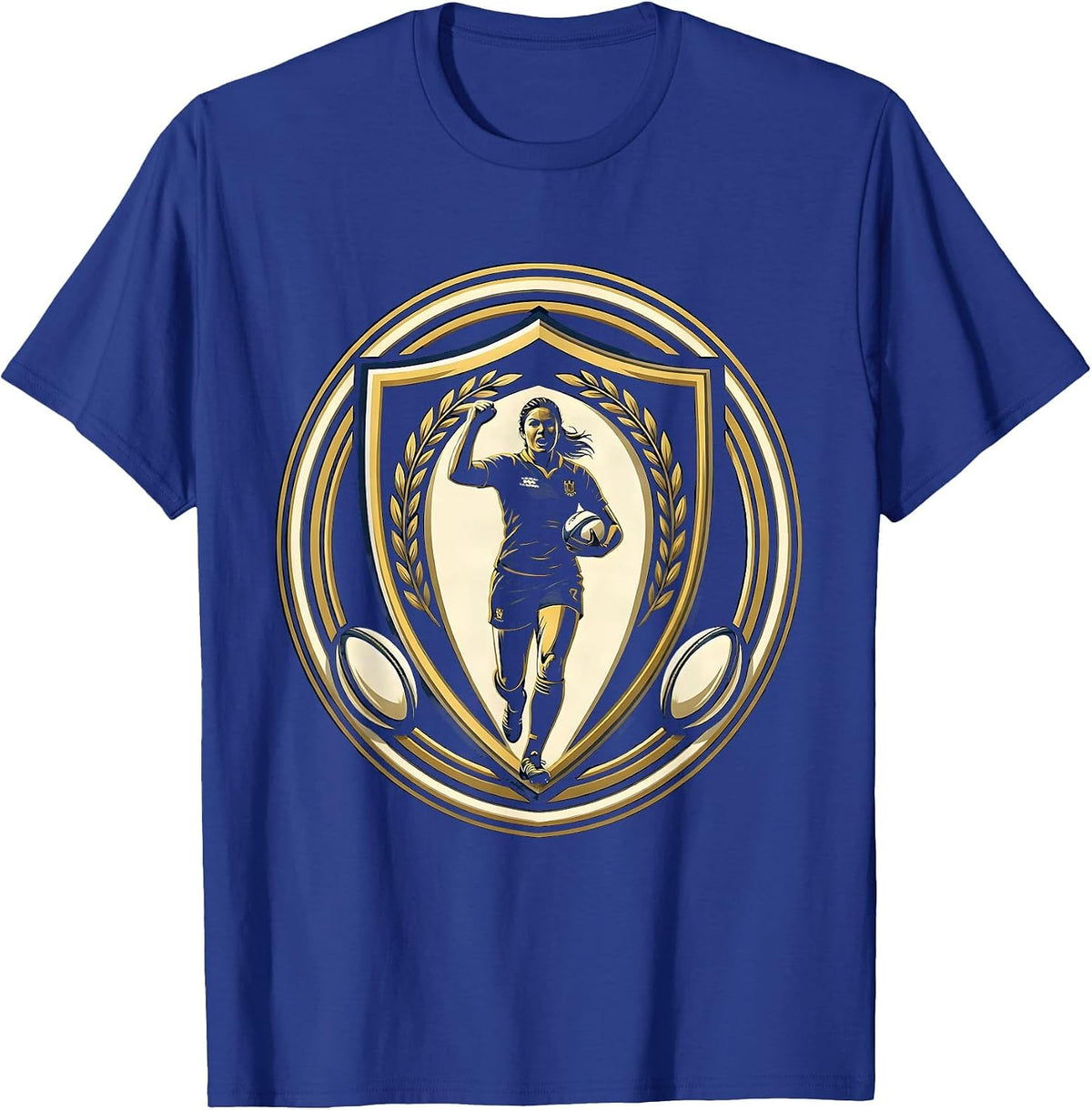 Rugby Victory Fist Pump Celebration Graphic T-Shirt - Royal Blue