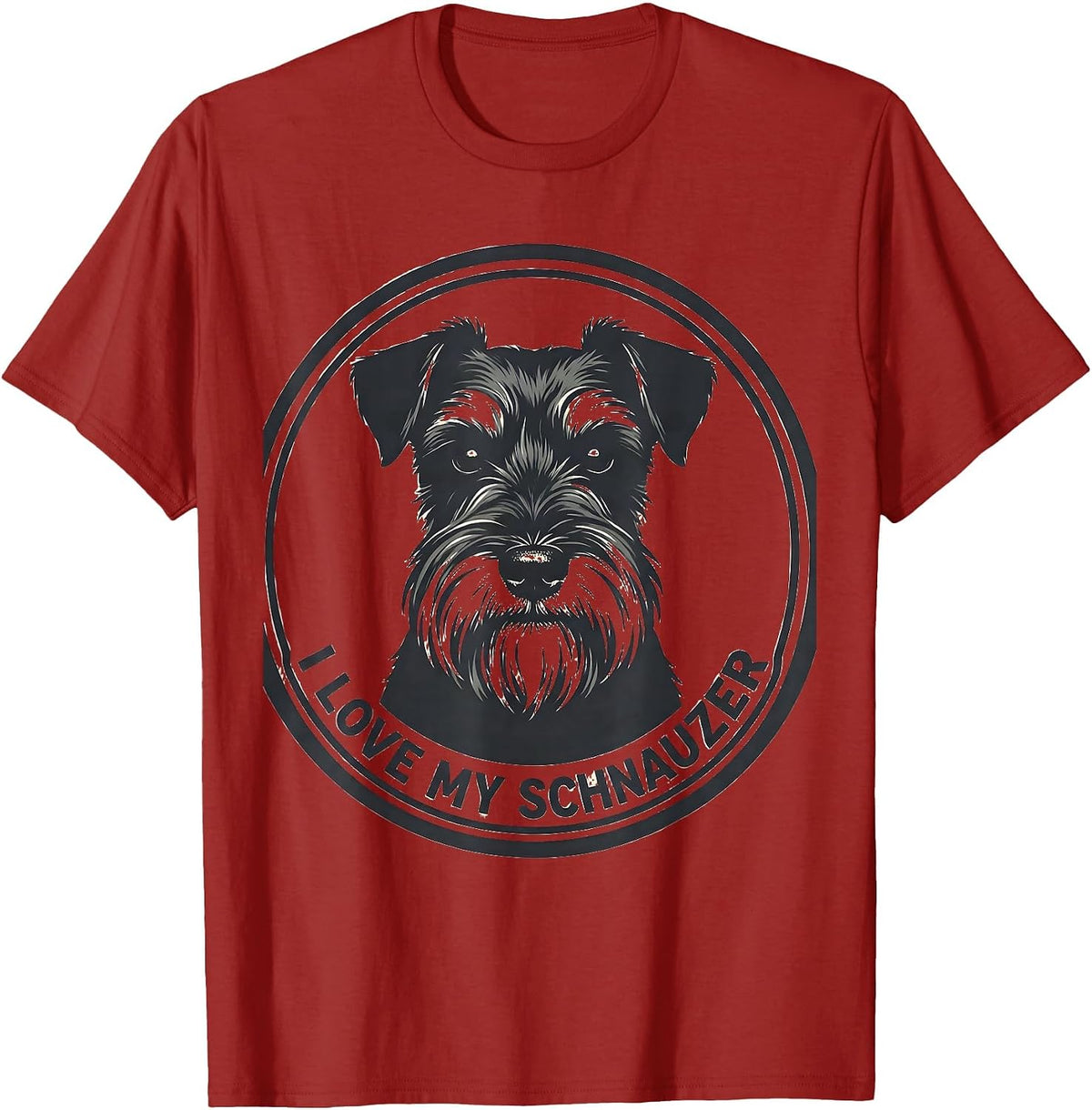 I Love My Schnauzer Funny Miniature Schnauzer Lover Dog Mom T-Shirt, Men, Cranberry Red, X-Large - As Pictured