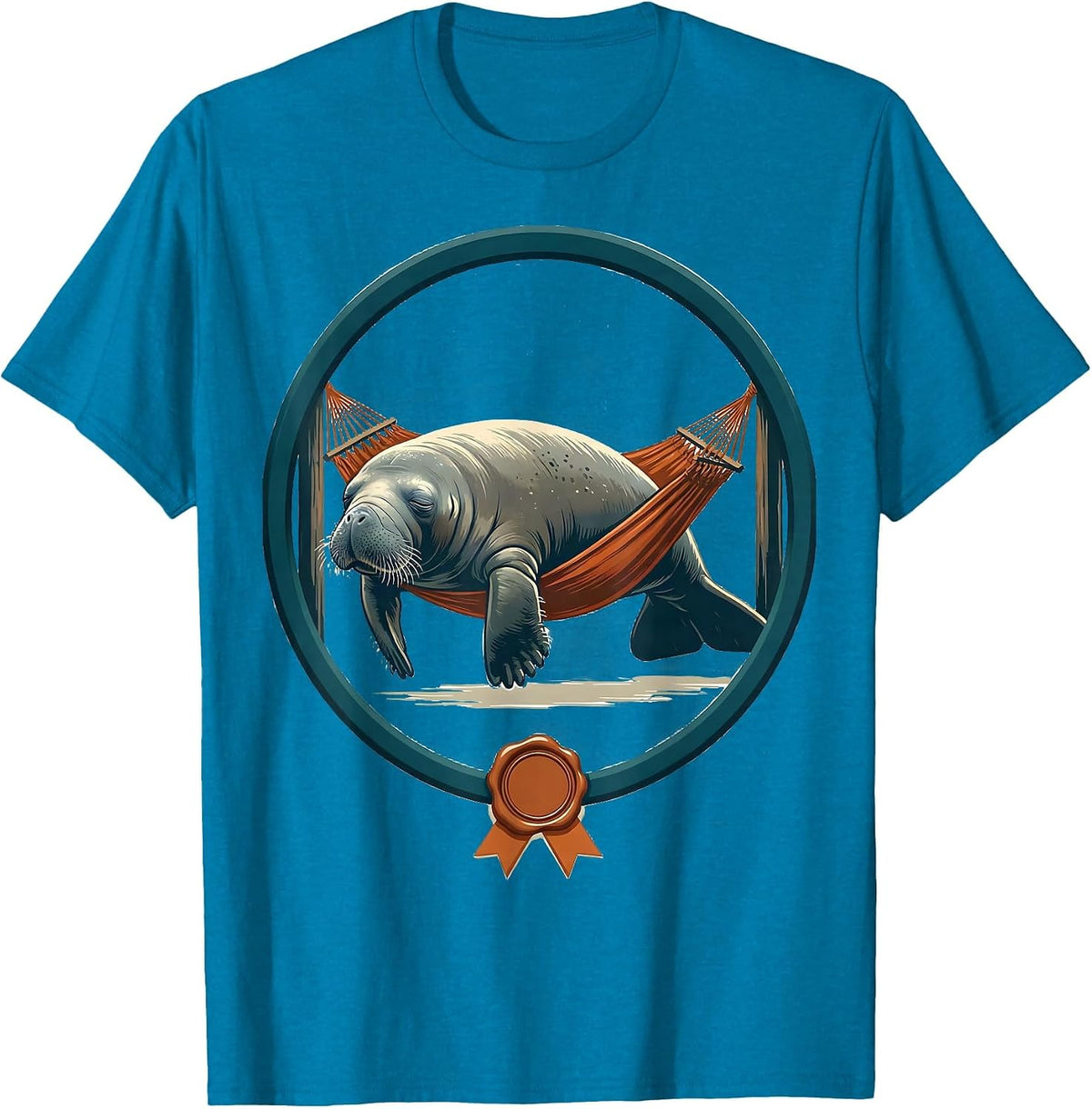 Manatee Slack Hammock Humor Sea Animal Lover Novelty T-Shirt - Sapphire Blue
