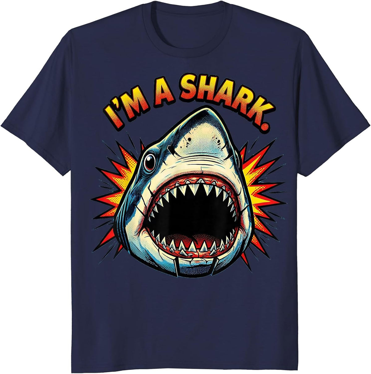 I'm A Shark Pop Art Funny Shark Lover Halloween Costume T-Shirt - Navy Blue