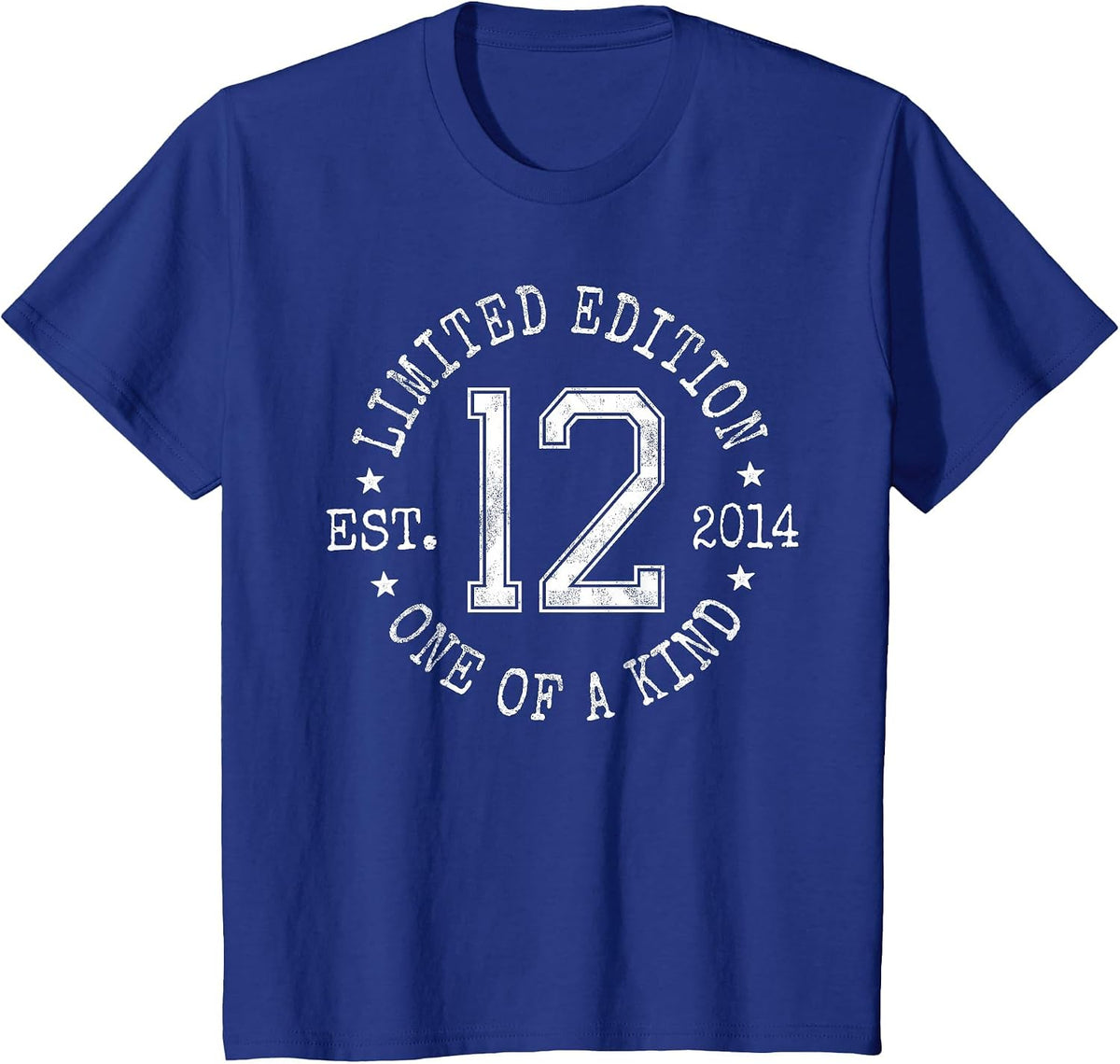 Limited Edition Est 2014 One of a Kind 12th Birthday T-Shirt - Royal Blue