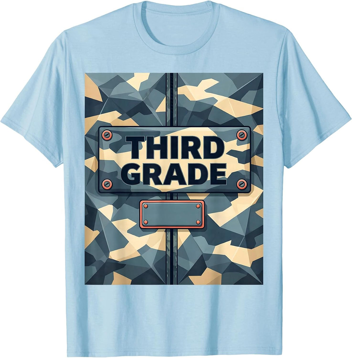 Third Grade Camo Back To School Boys Grade Badge T-Shirt - Baby Blue