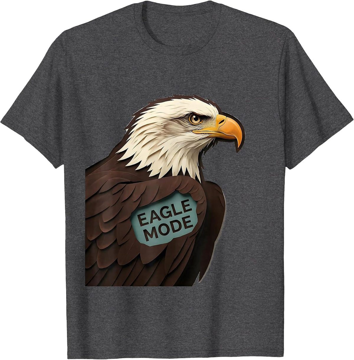 Men's Eagle Mode Paper Cutout Bald Eagle Mascot Fan Pride T-Shirt - Dark Heather Grey