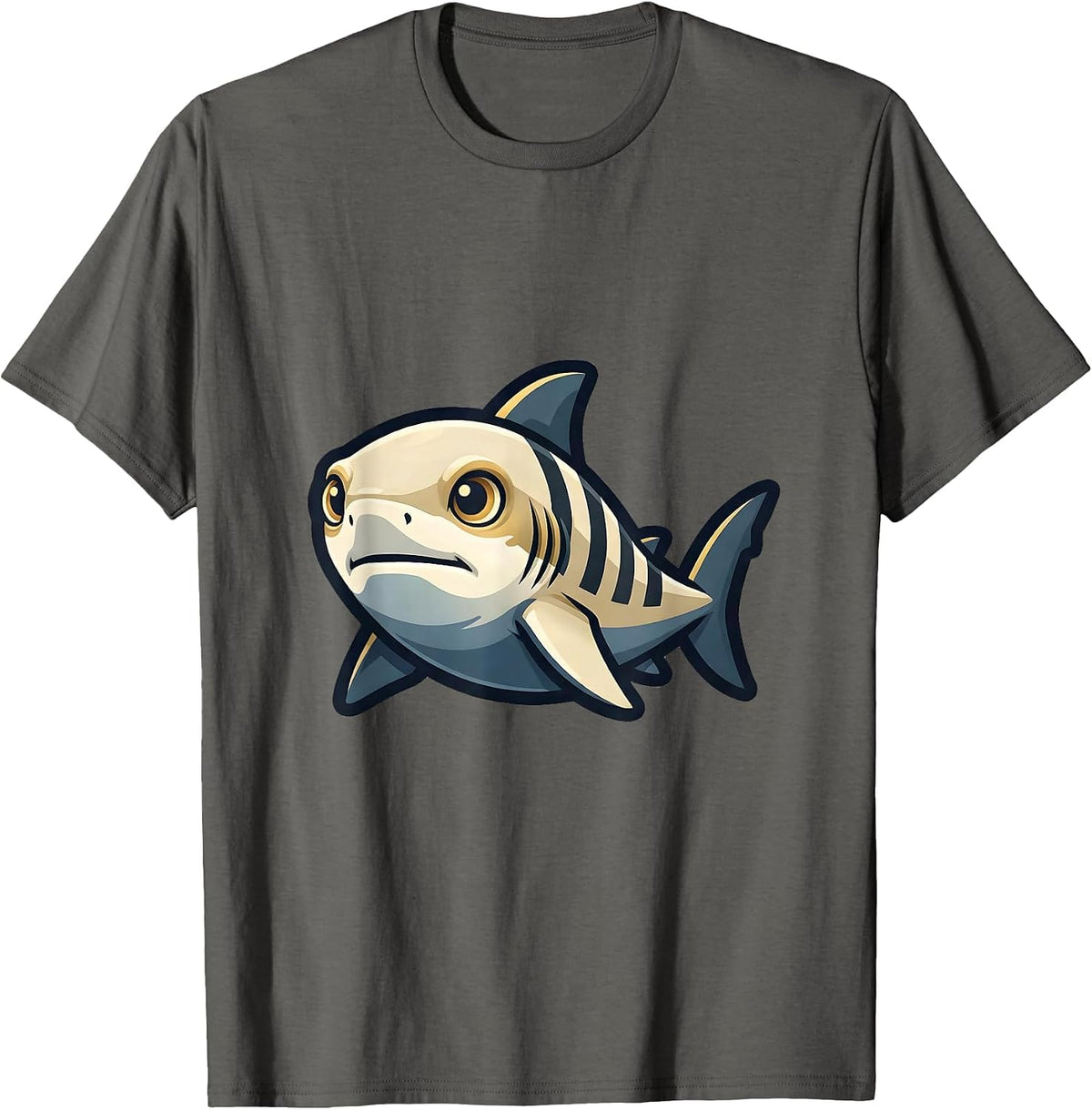 Men's Pyjama Shark Mascot Logo Funny Ocean Animal Lover T-Shirt - Asphalt Grey