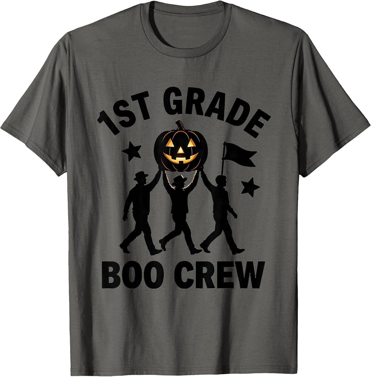 Men's 1st Grade Boo Crew Silly Halloween Teacher Student Matching T-Shirt - Asphalt Grey