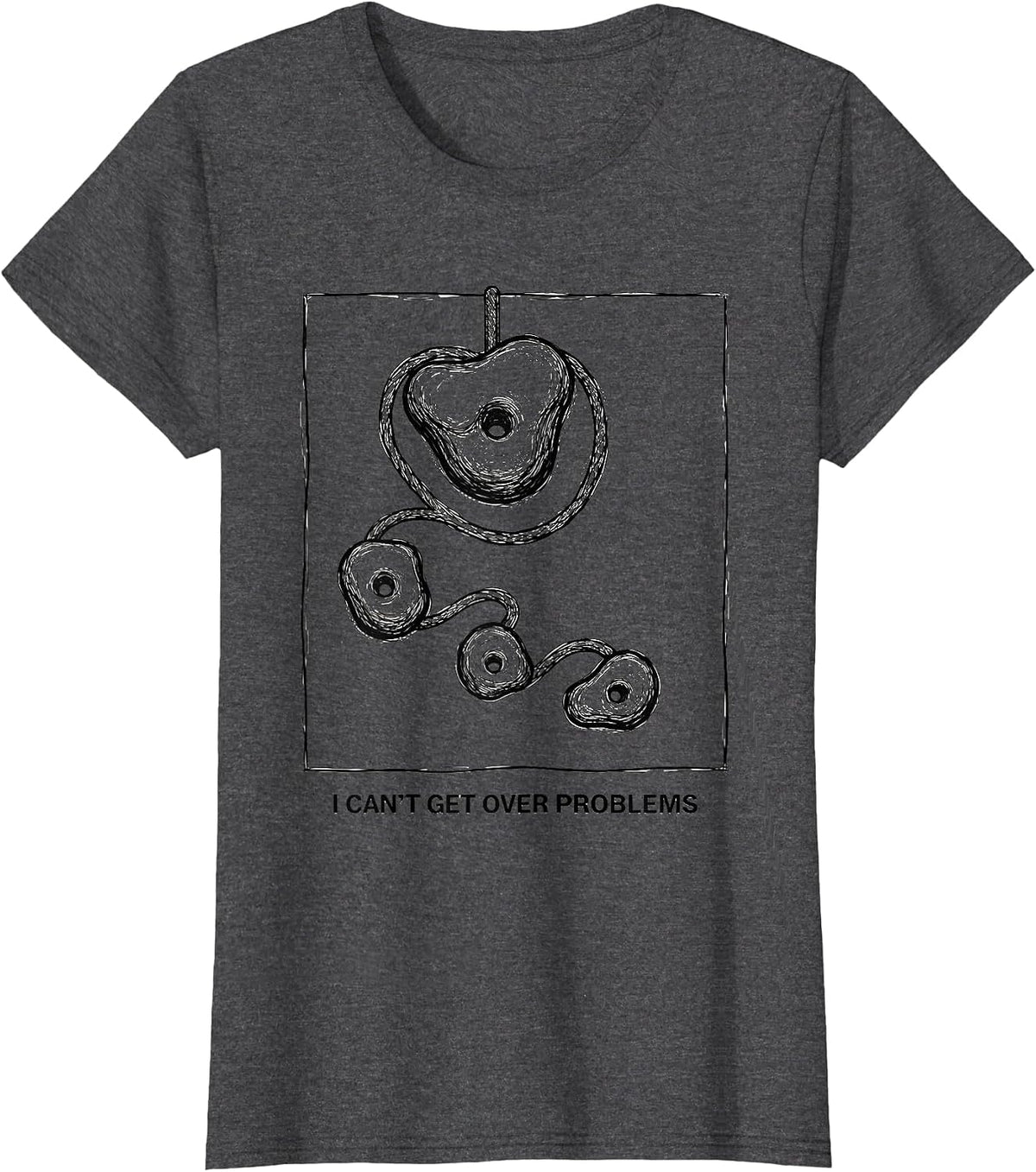 Women's I Can't Get Over Problems Funny Rock Climbing Bouldering T-Shirt - Dark Heather Grey