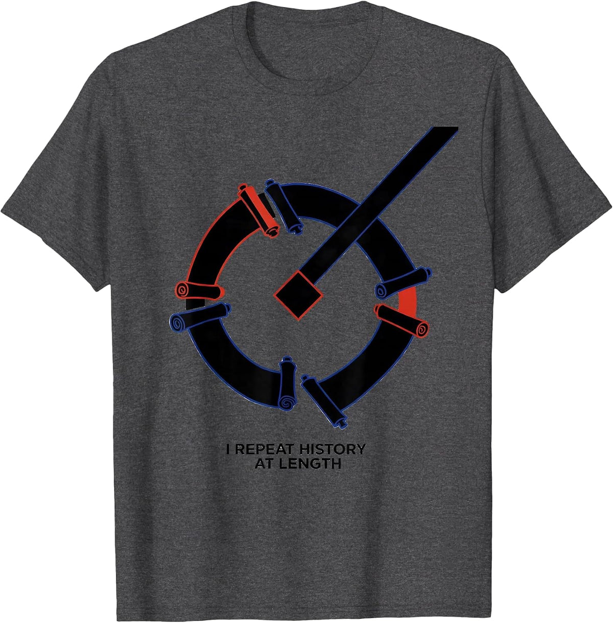I Repeat History At Length Bauhaus Modernist Funny History T-Shirt - Dark Heather Grey