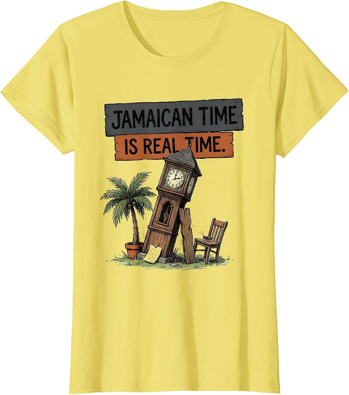 Jamaican Time Is Real Time Vintage Jamaica National Pride T-Shirt - Lemon Yellow