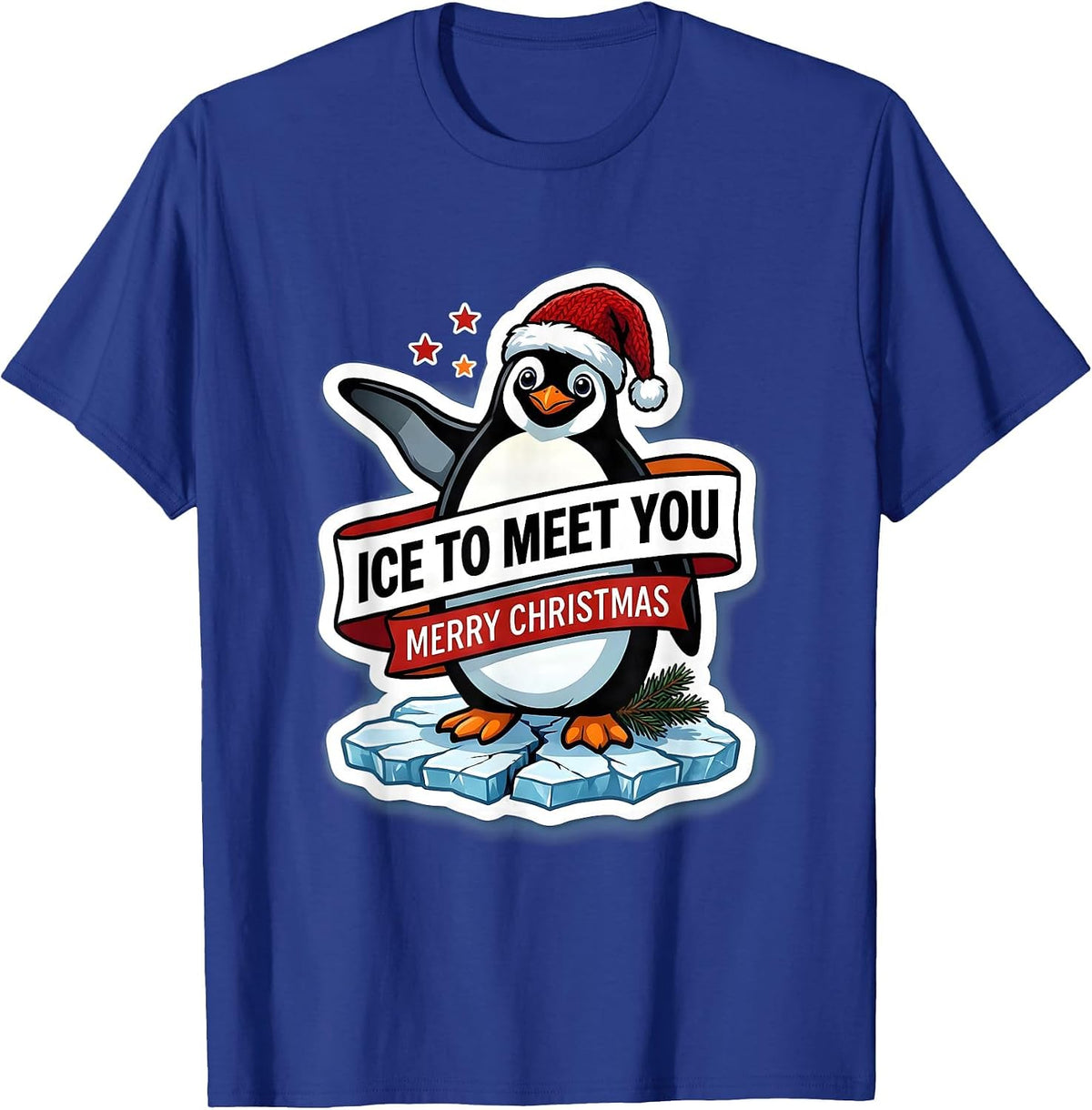 Ice To Meet You Merry Christmas Funny Penguin Lover T-Shirt - Royal Blue