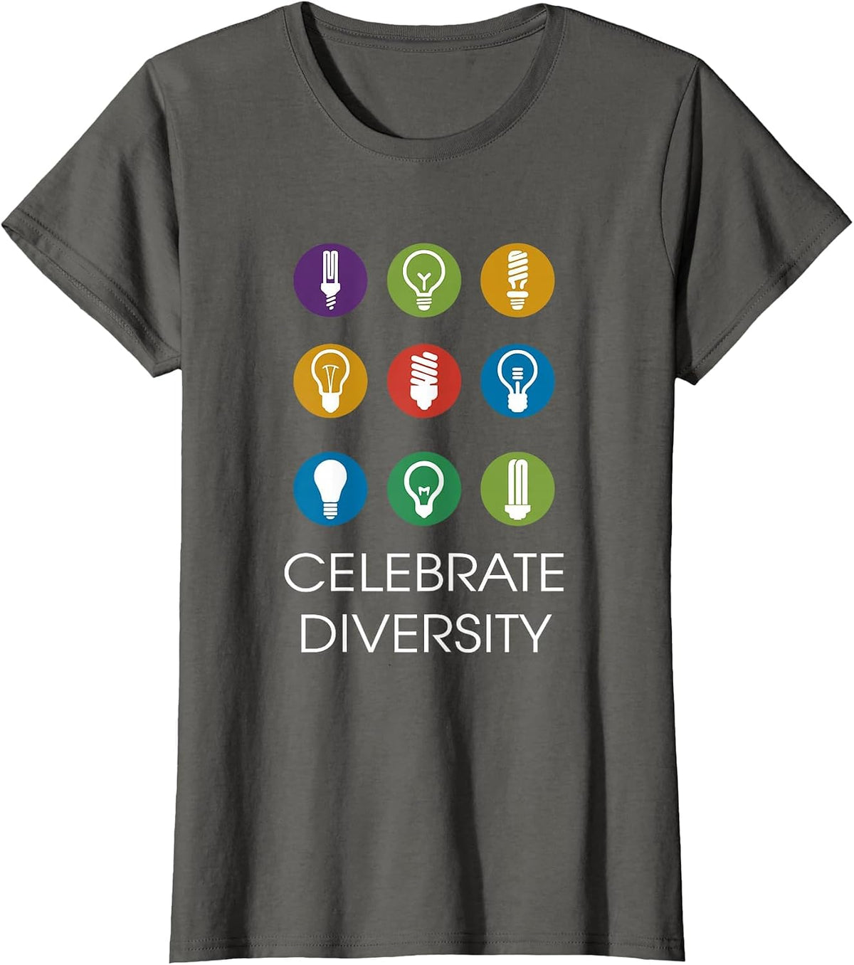 Electrician Dad Celebrate Diversity Light Bulbs Electricity T-Shirt - Asphalt Grey