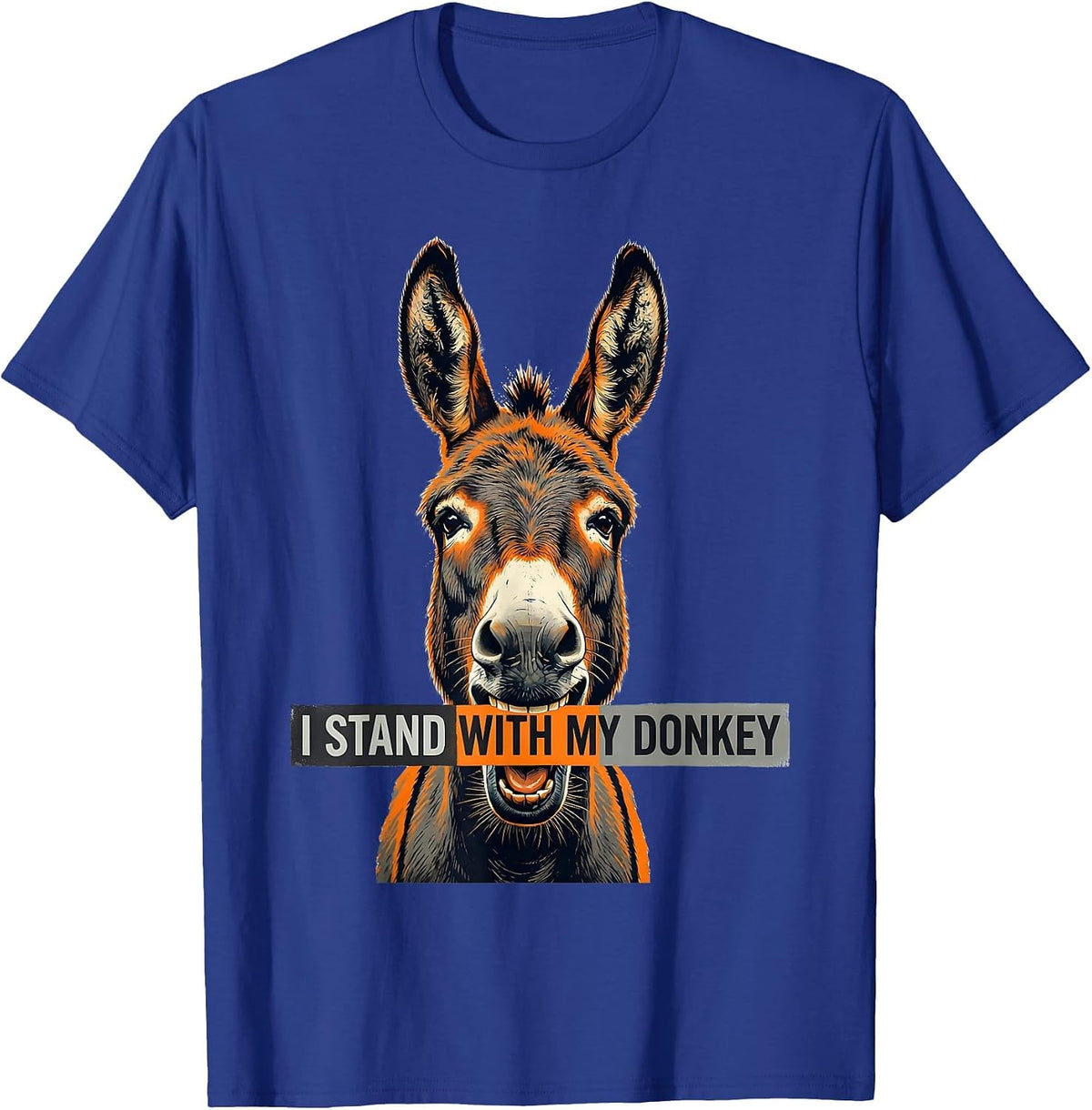 Men's I Stand With My Donkey Funny Donkey Mask Animal Lover Humor T-Shirt - Royal Blue
