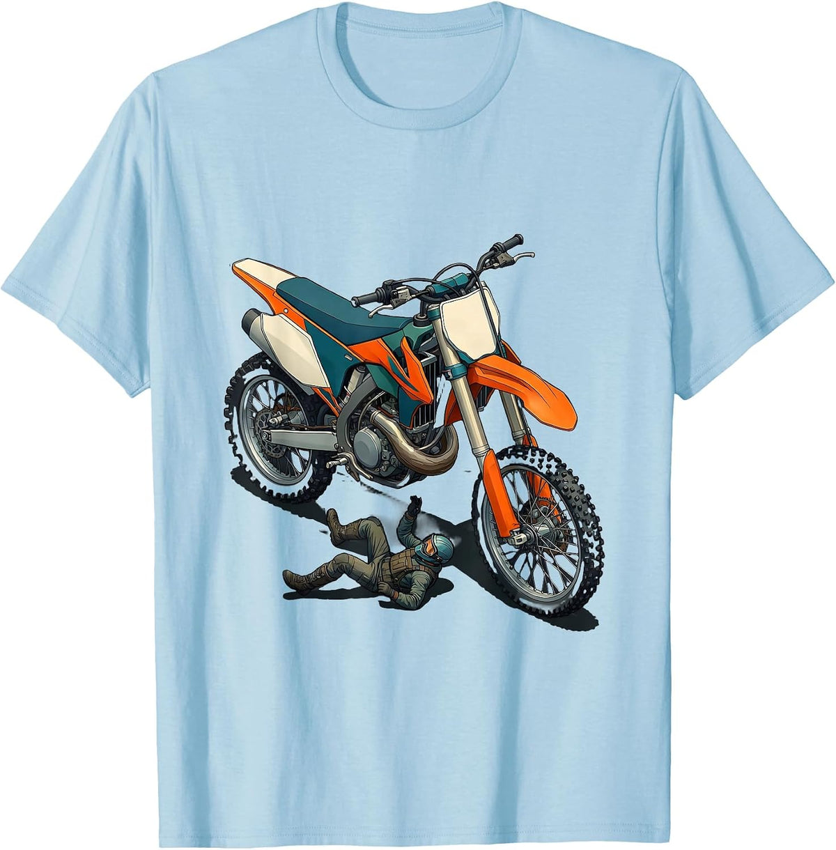 Men's Dirt Bike Crash Funny Motocross Rider Gift T-Shirt - Baby Blue