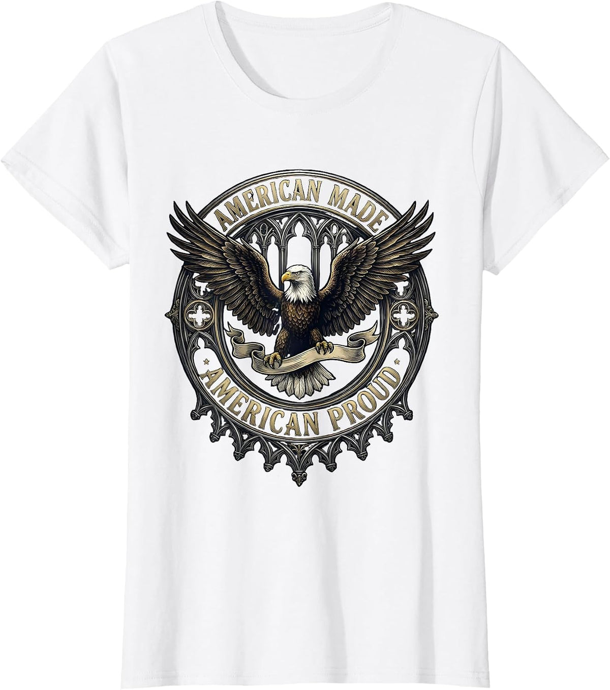 Women's American Made American Proud Patriotic Design T-Shirt - White