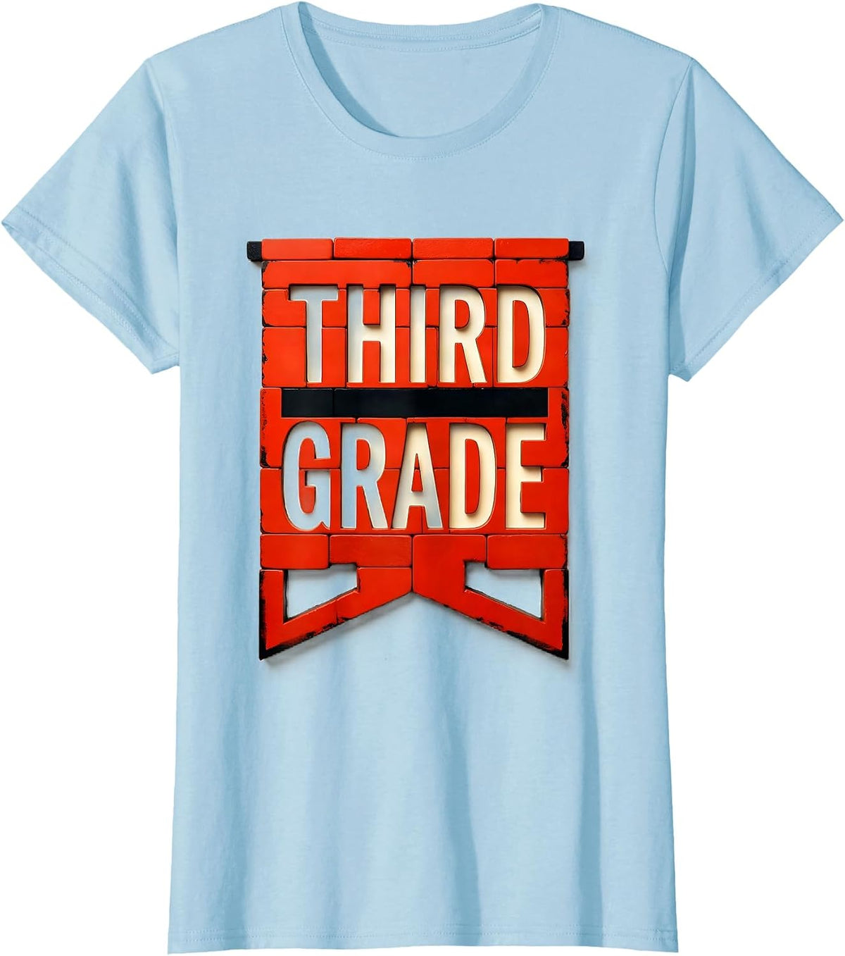 Women's Third Grade Girls Back To School Pennant Flag Third Grade T-Shirt - Baby Blue