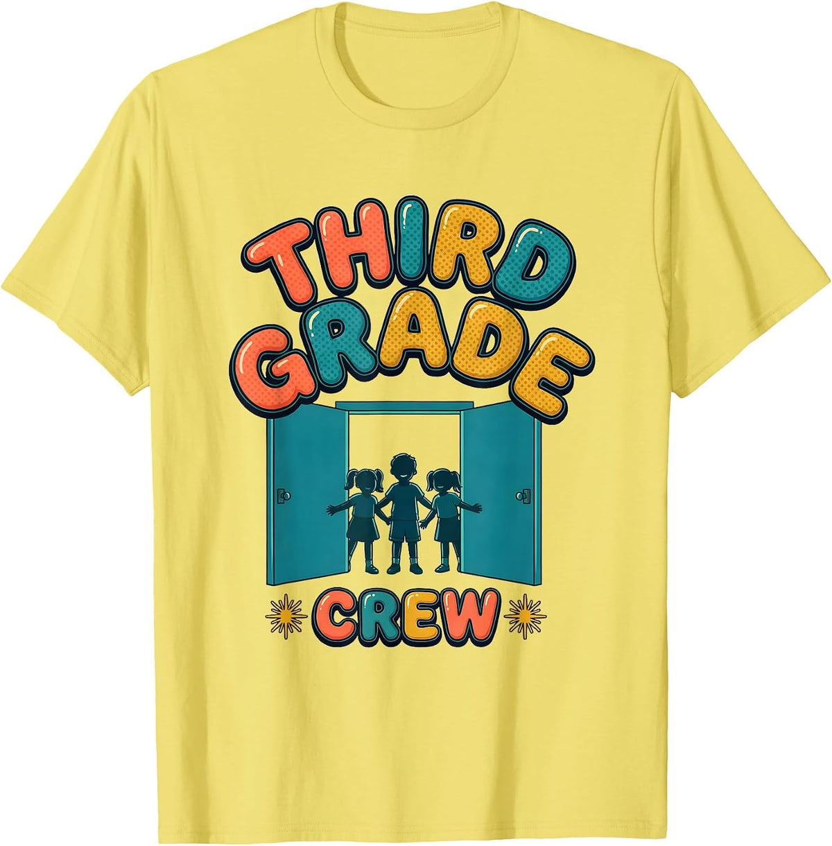 Men's Third Grade Crew Funny Teacher First Day Of School Gift T-Shirt - Lemon Yellow