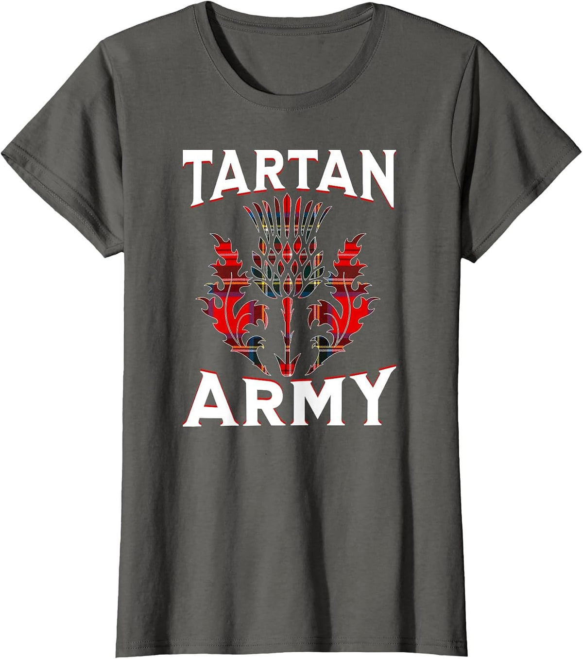Scottish Tartan s Tartan Army s Thistle Emblem T-Shirt - Asphalt Grey