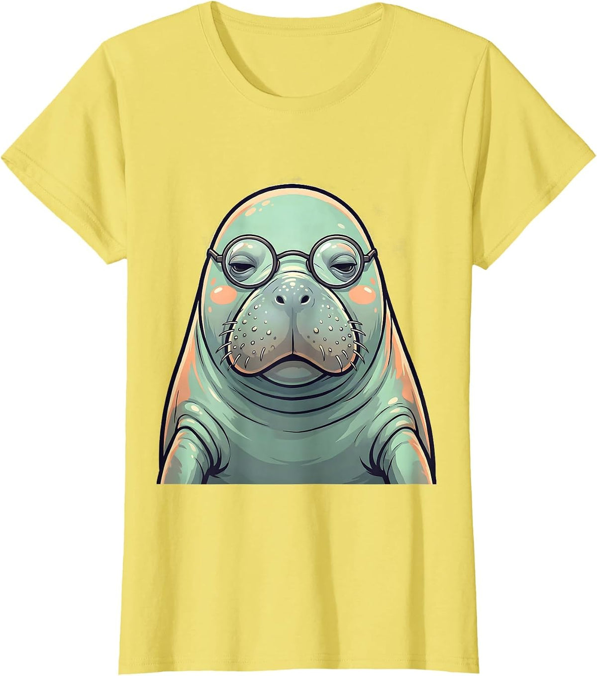 Women's Manatee Kawaii Cute Animal Lover Gift T-Shirt - Lemon Yellow
