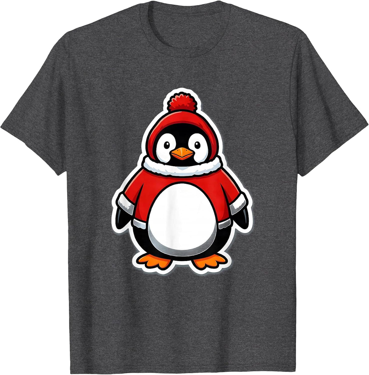 Rounded Penguin Christmas Sweater Funny Penguin Lover Gift T-Shirt - Dark Heather Grey
