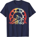 Mountain Biking Gear Retro Vintage MTB Bicycle Bike Rider T-Shirt - Navy Blue